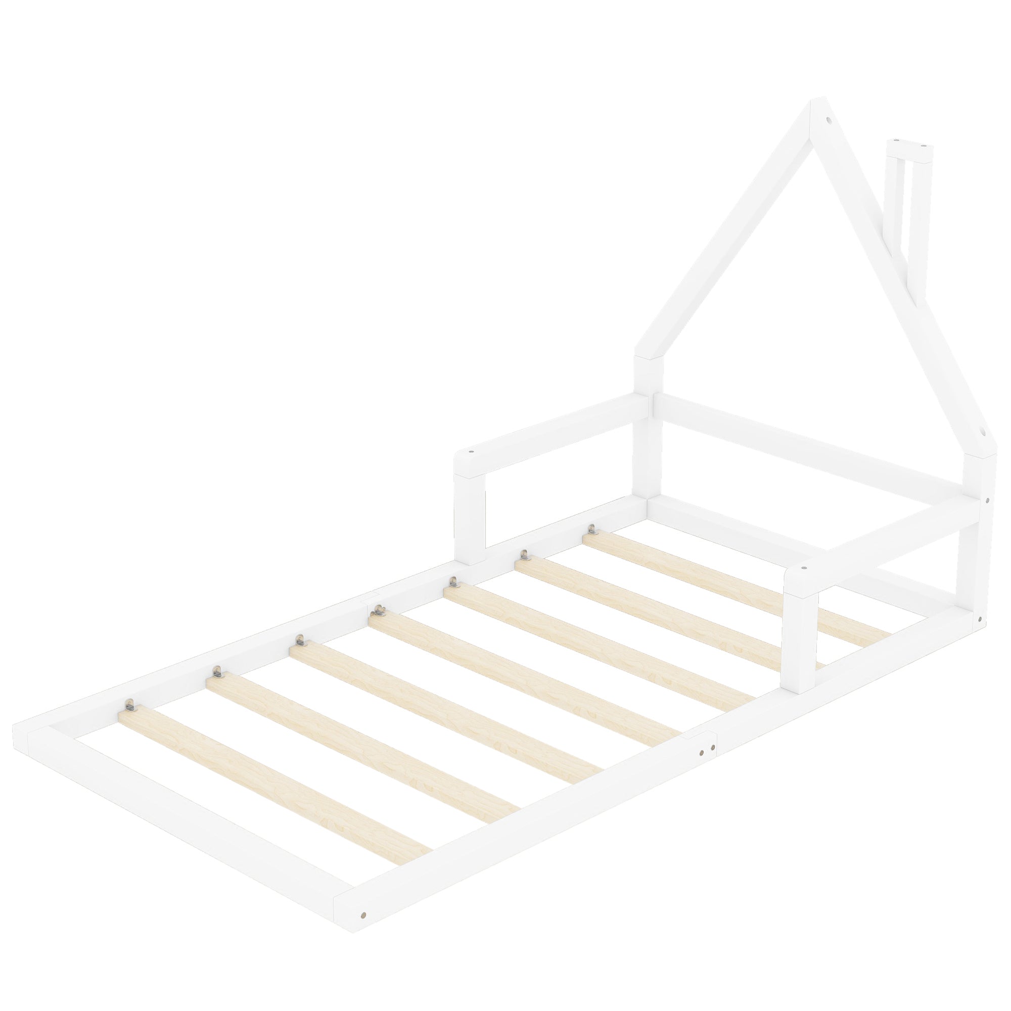 Logidon kinderbed 90x200 cm huisvorm plat bed massief grenen wit