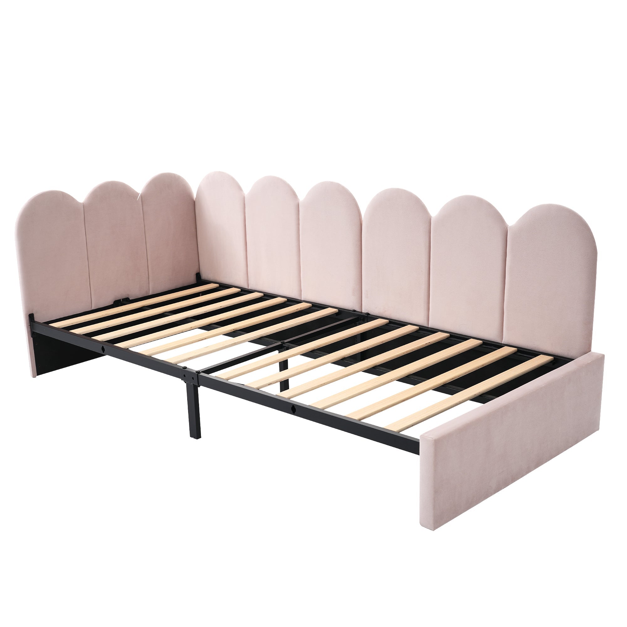 Logidon gestoffeerd bed 90x200 roze fluweel dagbed met lades