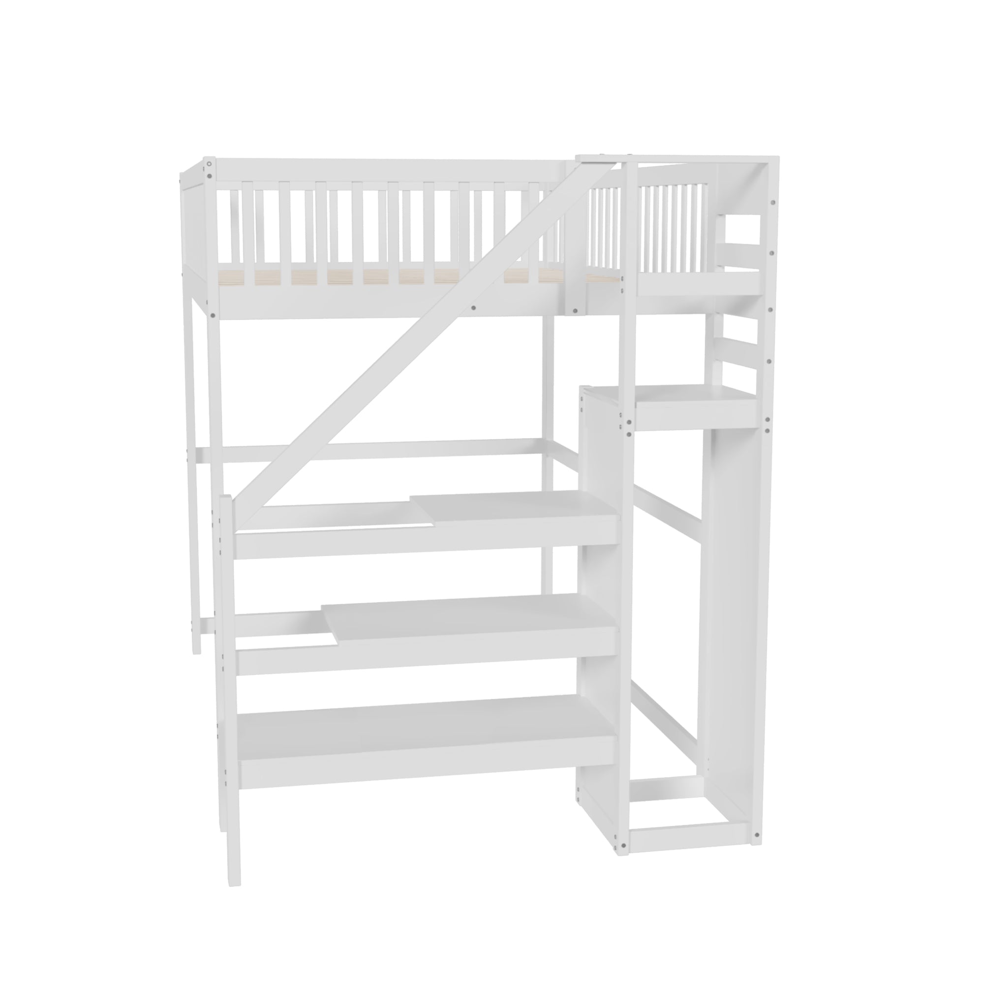 Logidon hoogslaper 140x200 wit met trap en opbergplank