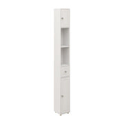 Logidon Slanke Badkamerkast Wit 180 Cm met 2 Deurtjes en 1 Lade