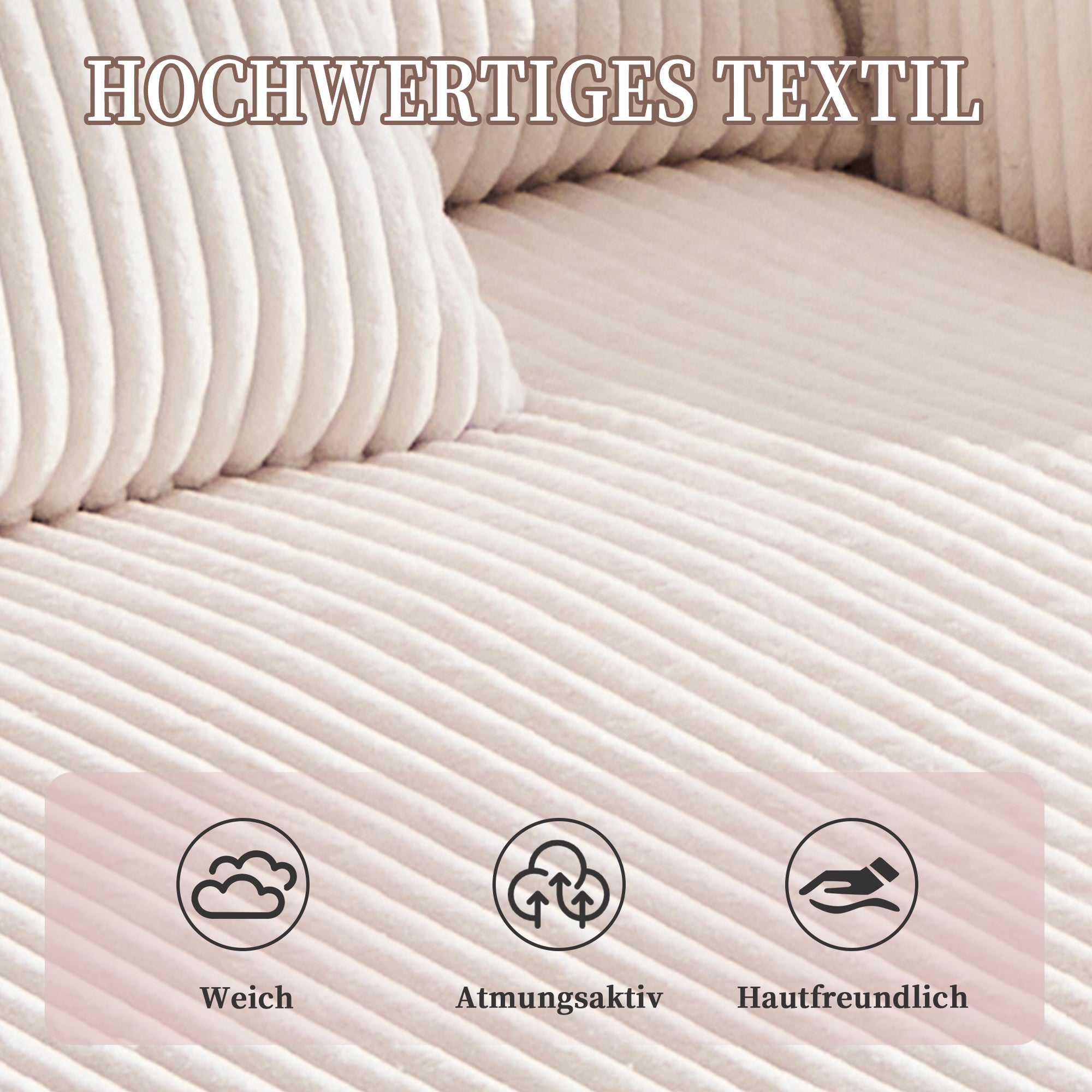 Logidon Chaise Longue Ligstoel Beige Fluweel Met USB LED-verlichting