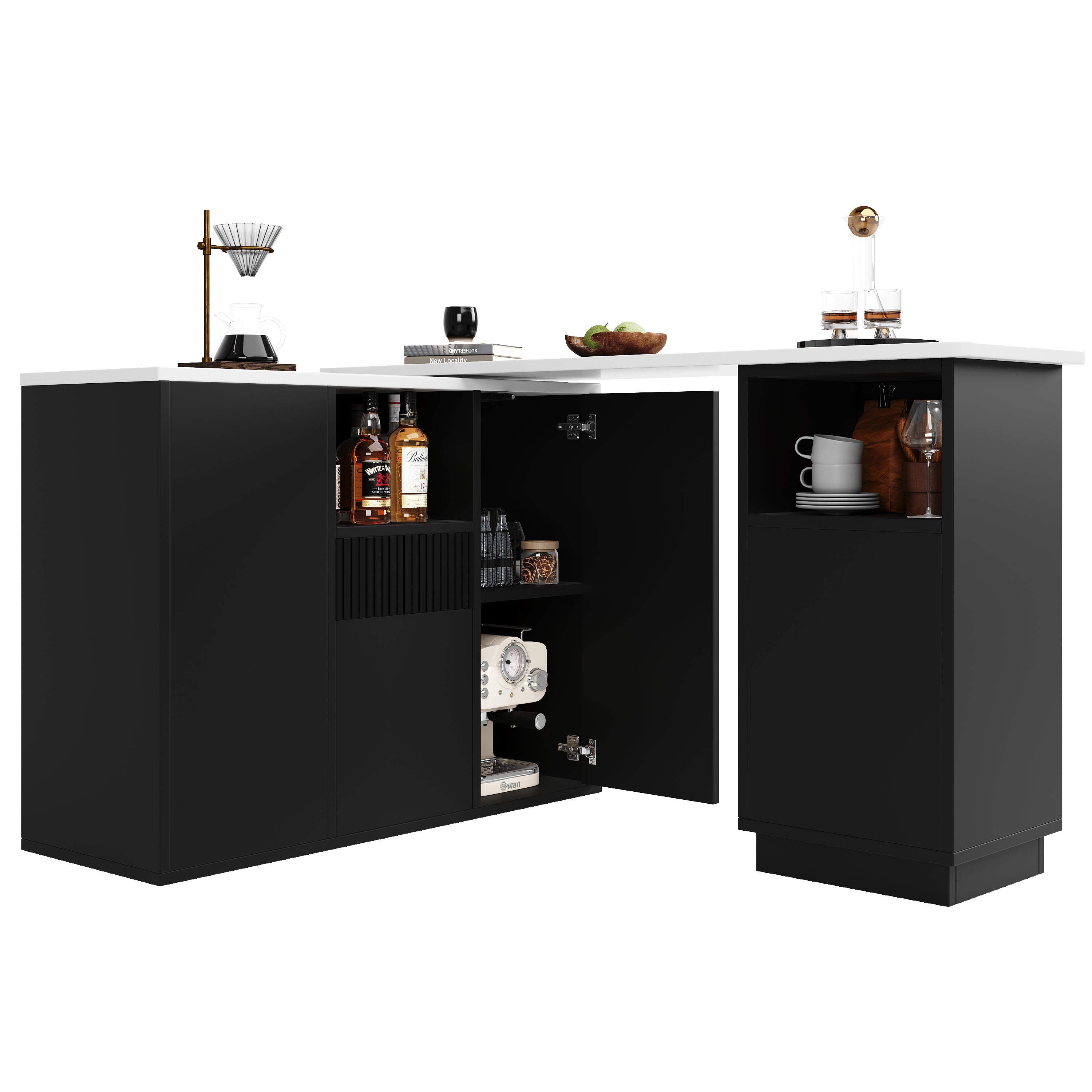 Logidon Draaibare Bartafel 360 Graden Zwart 210 x 30 x 100,9 cm
