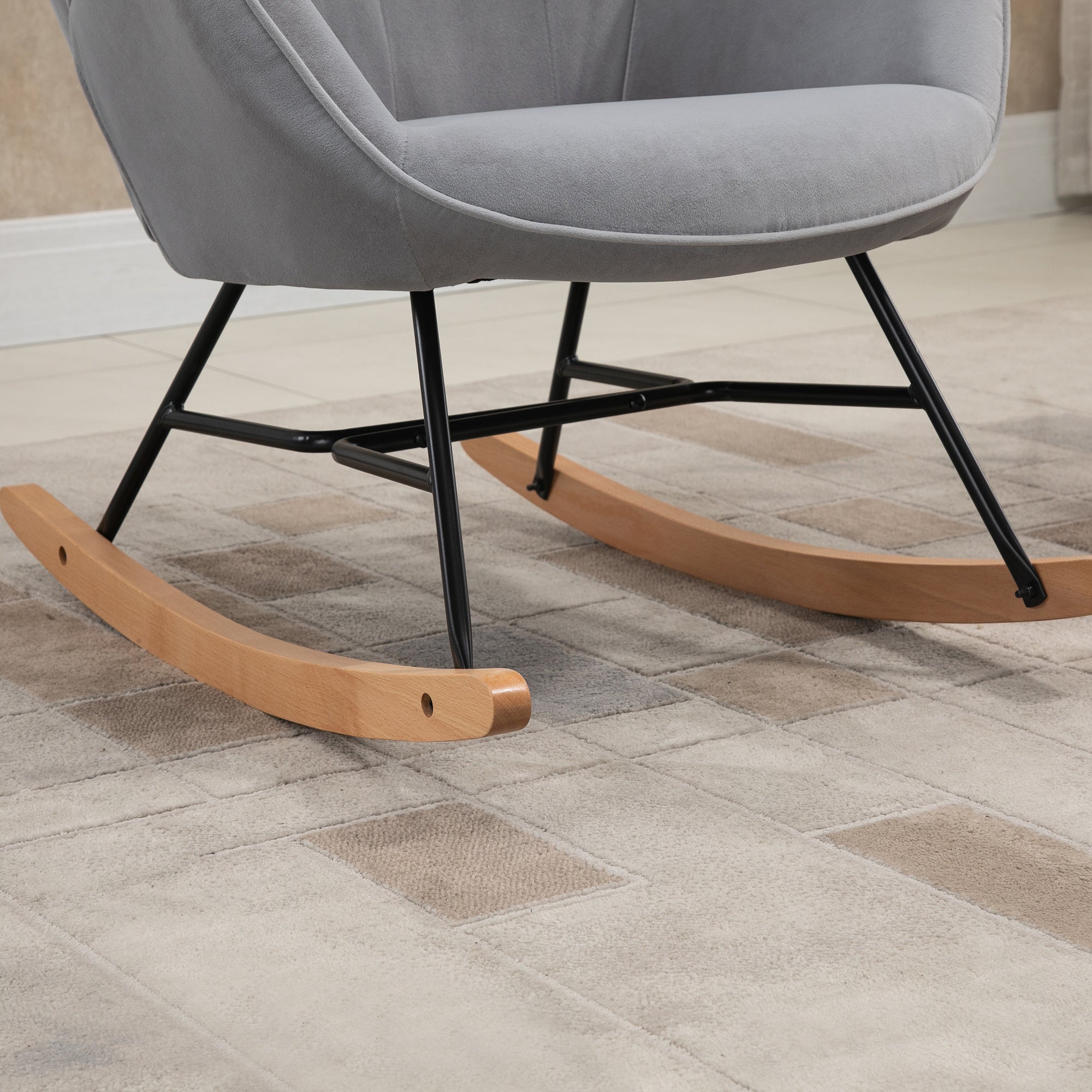 Logidon schommelstoel ergonomisch met fluweellook lichtgrijs tot 150 kg