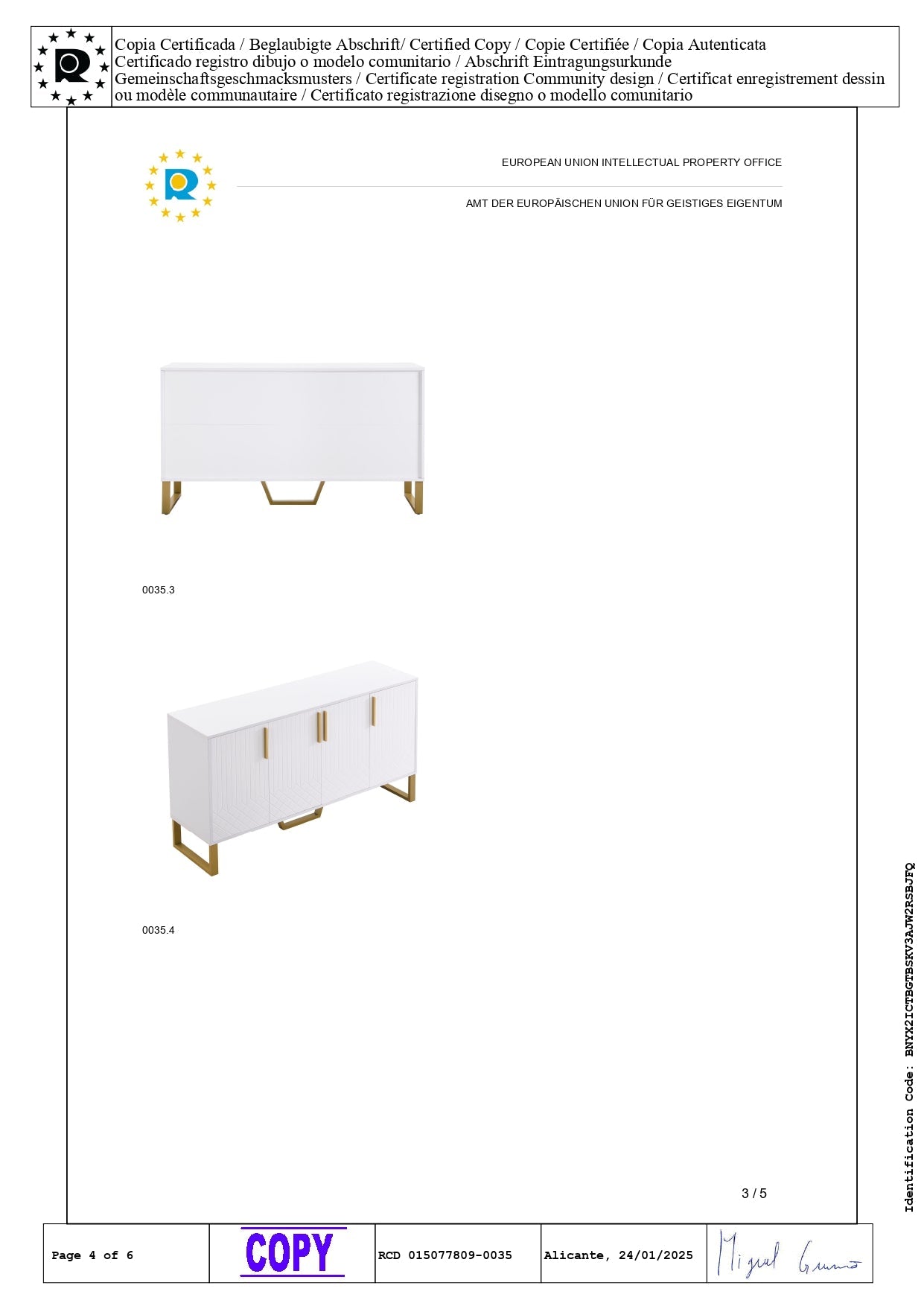 Logidon hoogglans dressoir wit 4 deuren geometrisch ontwerp 140x40x80