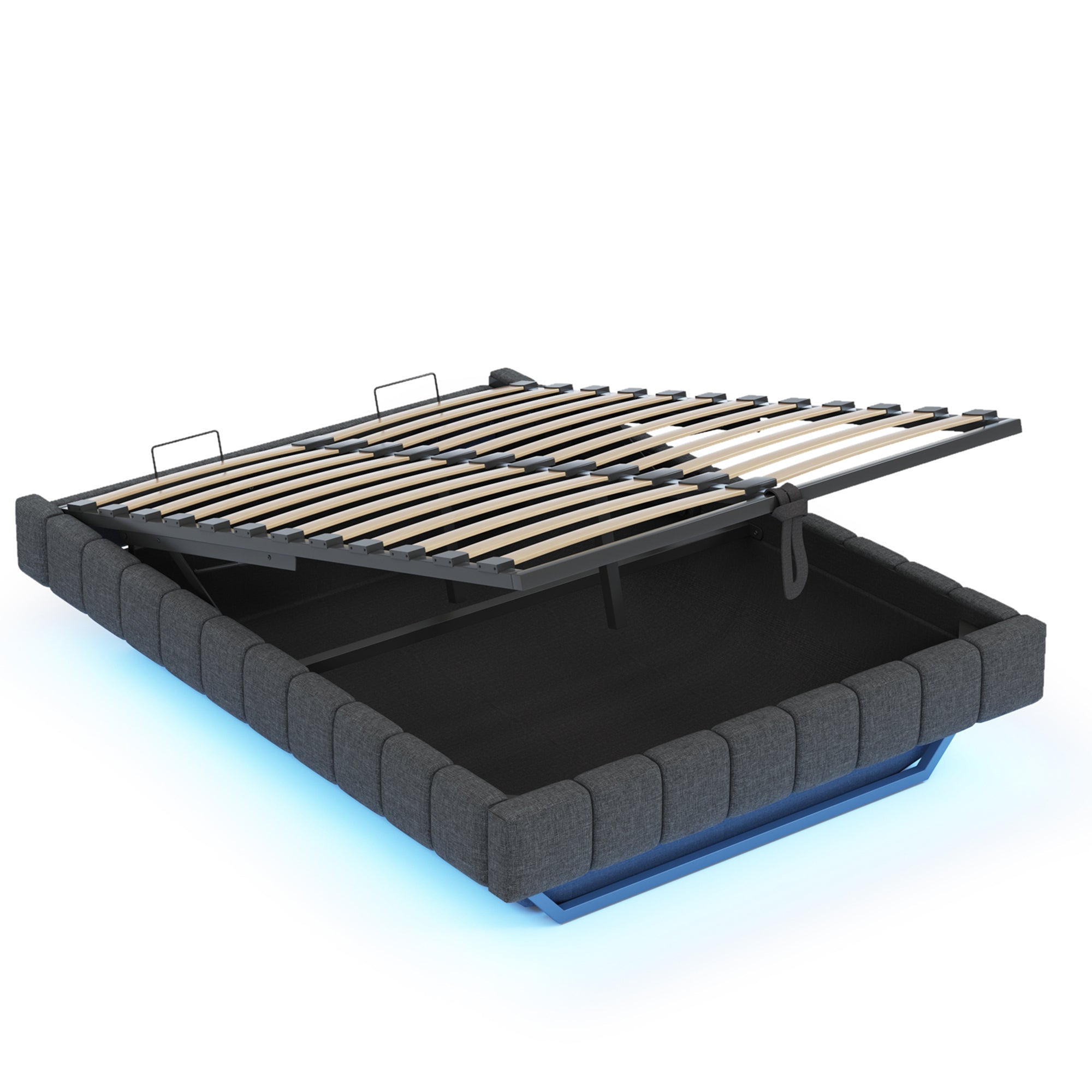 Logidon gestoffeerd bed 140x200 cm met opbergruimte LED licht linnengrijs