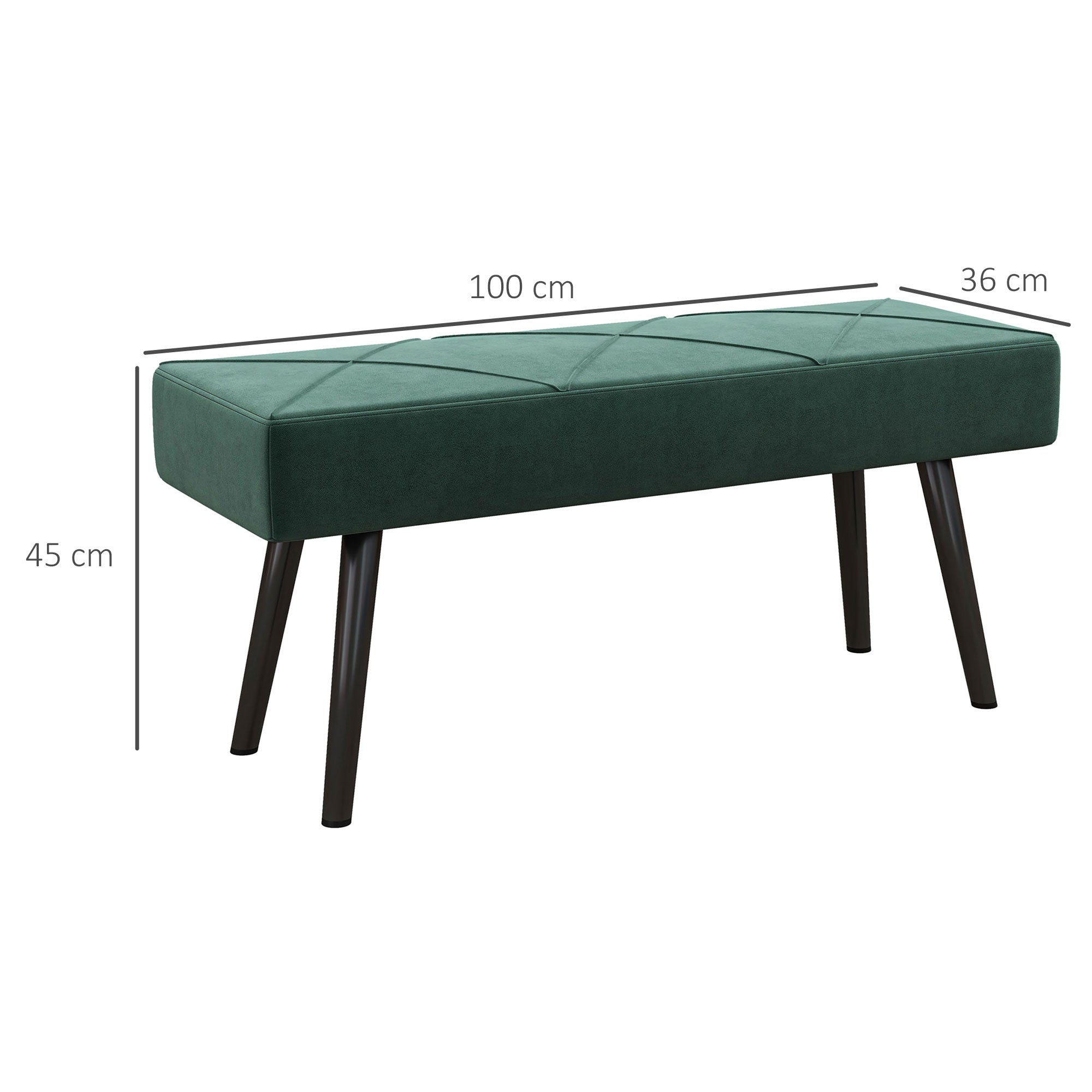 Logidon gestoffeerde bank fluweellook groen 100x36x45 cm tot 120 kg
