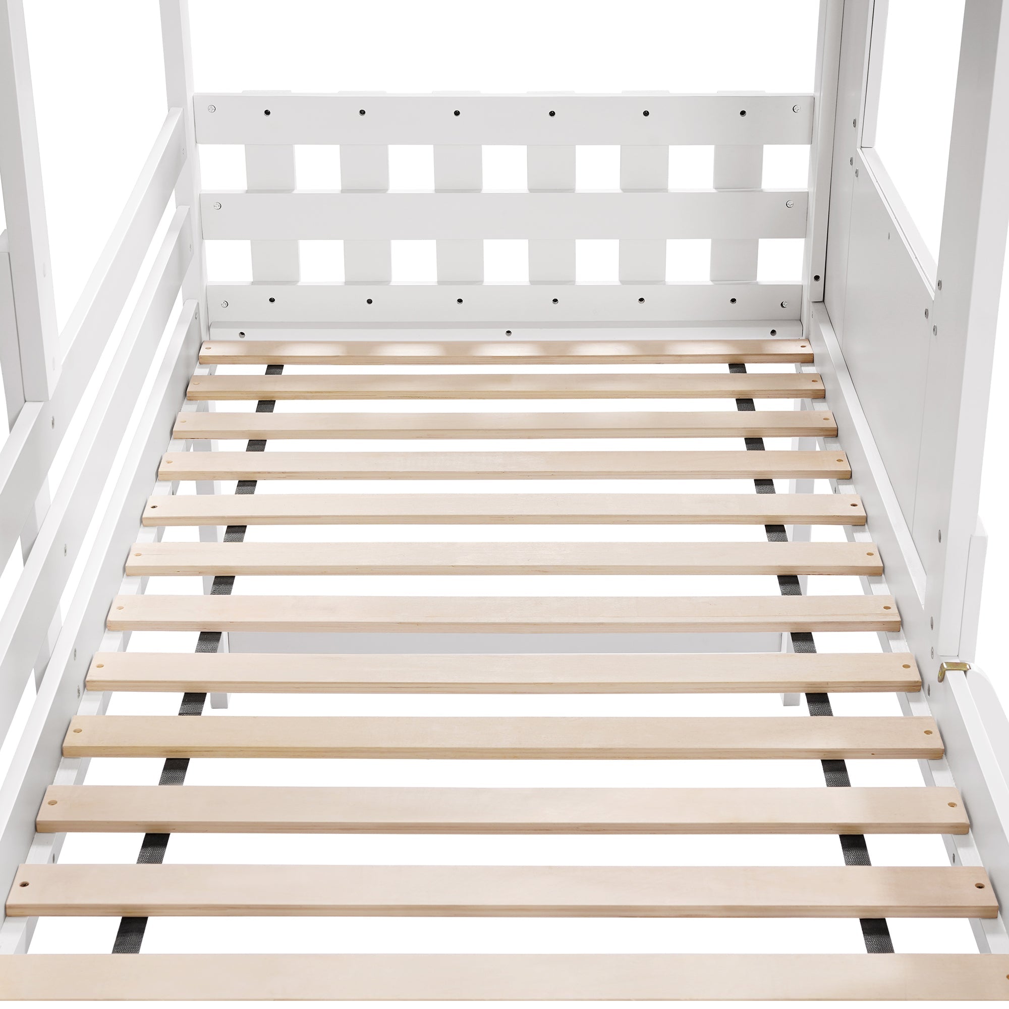 Logidon kinderbed halfhoogslaper met dakraam 90x200 wit naturel