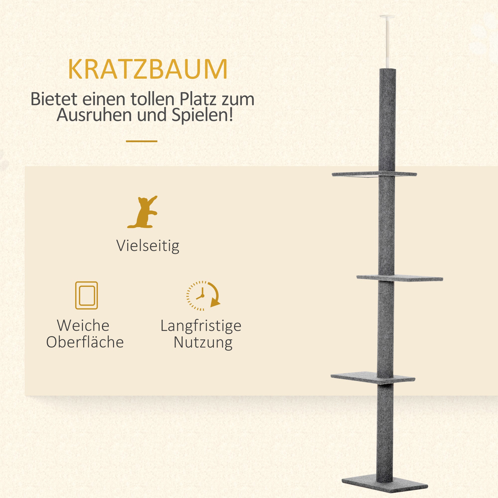 Logidon in hoogte verstelbare krabpaal grijs plafond hoog 228-260 cm