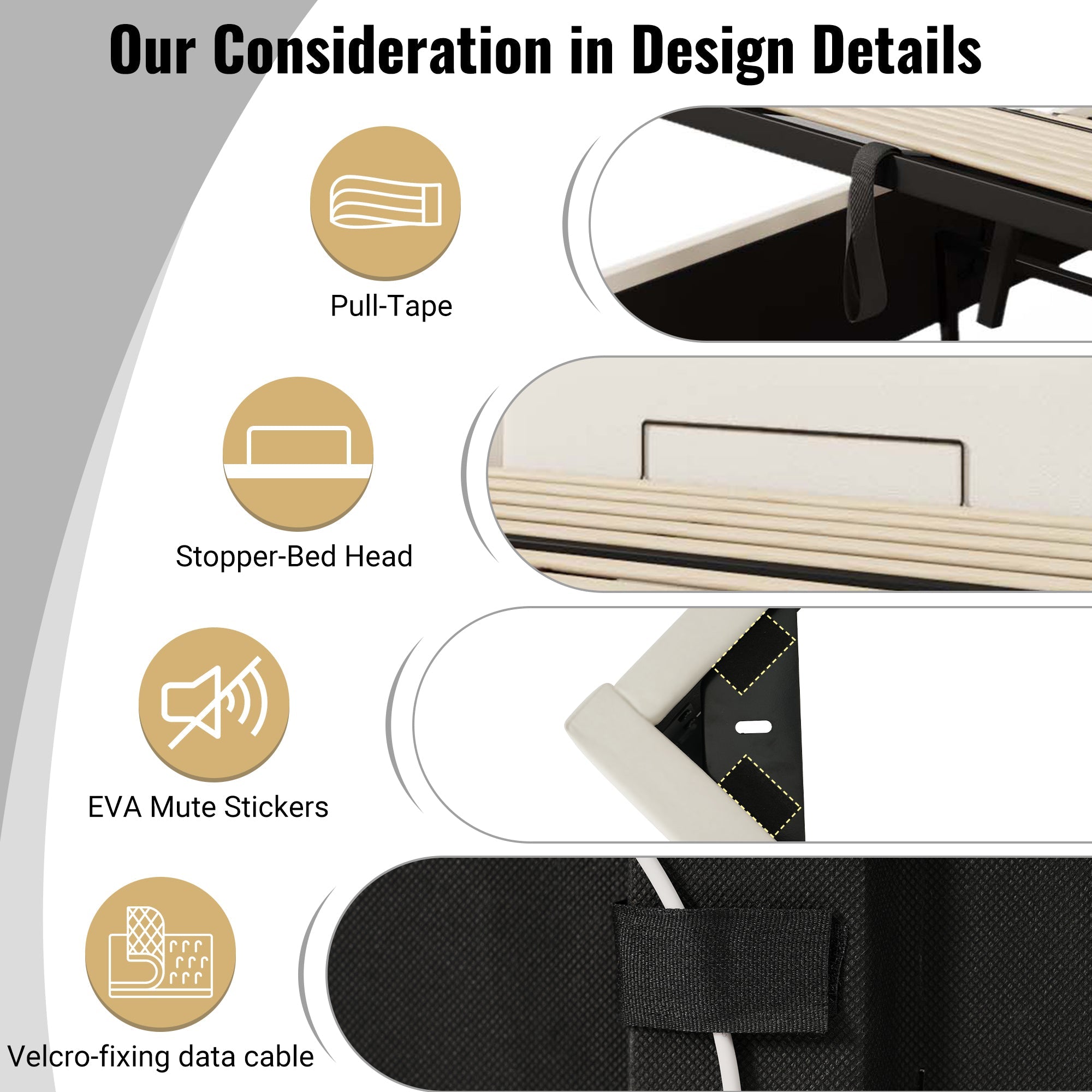 Logidon gestoffeerd bed 180x200 wit met opbergruimte LED app-bedieningsmatras