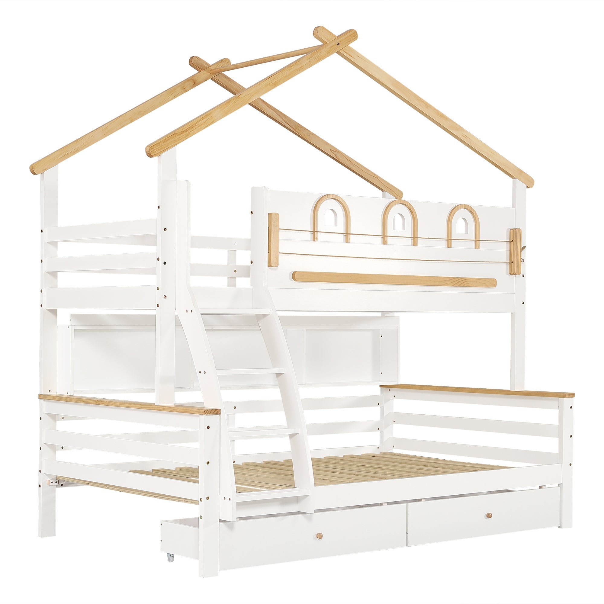 Logidon stapelbed wit naturel 90x200cm en 120x200cm twee lades