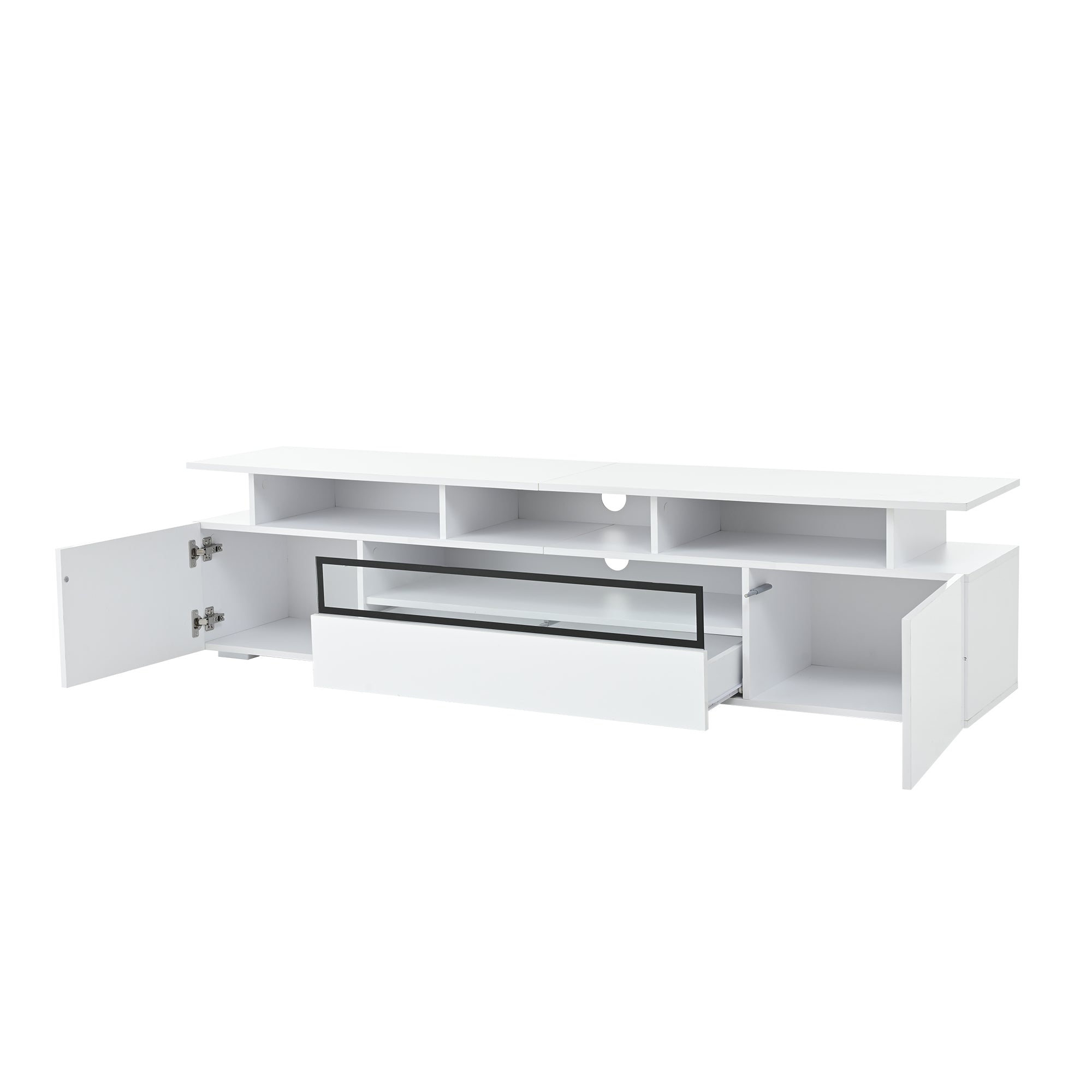 Logidon TV-meubel wit 180x38x45 cm met LED-verlichting 2 deuren 1 lade