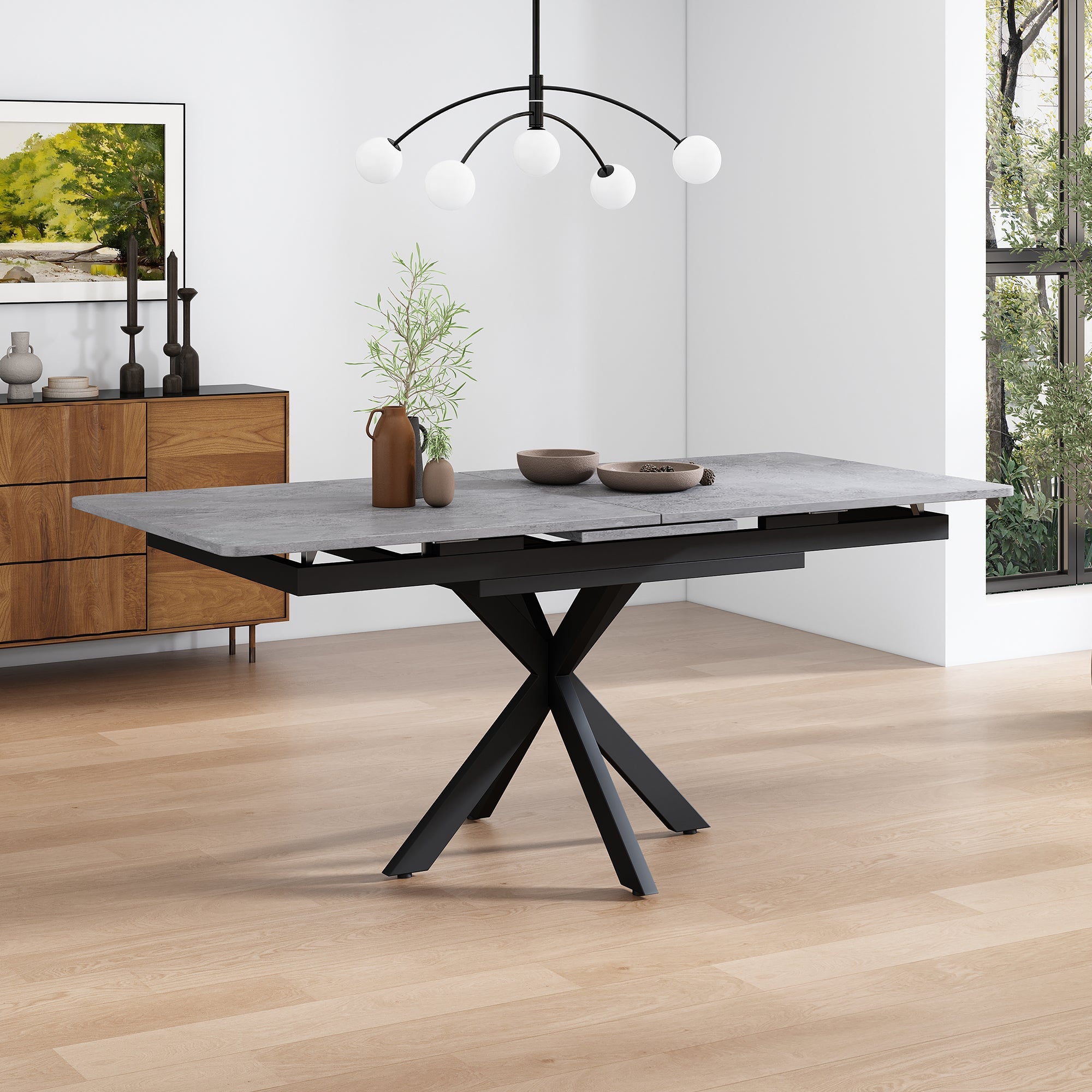 Logidon uitschuifbare eettafel 150/180x70x76 cm zwartgrijs