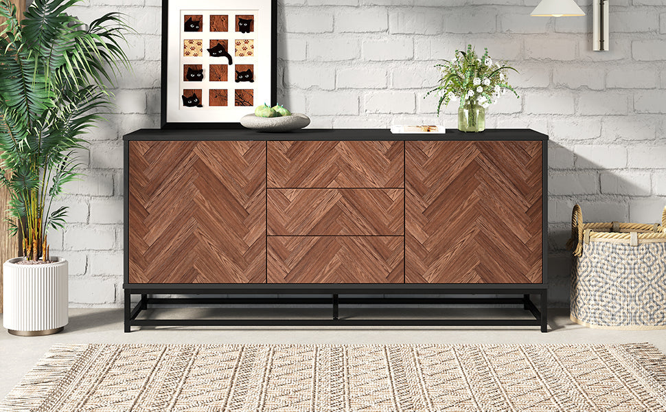 Logidon dressoir 145x40x67 Moderne ladekast 3 laden 2 deuren
