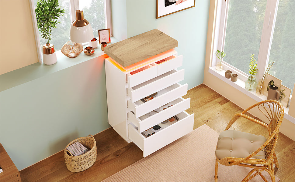 Logidon sideboard 6 drawers white 115x73x39 cm LED app control