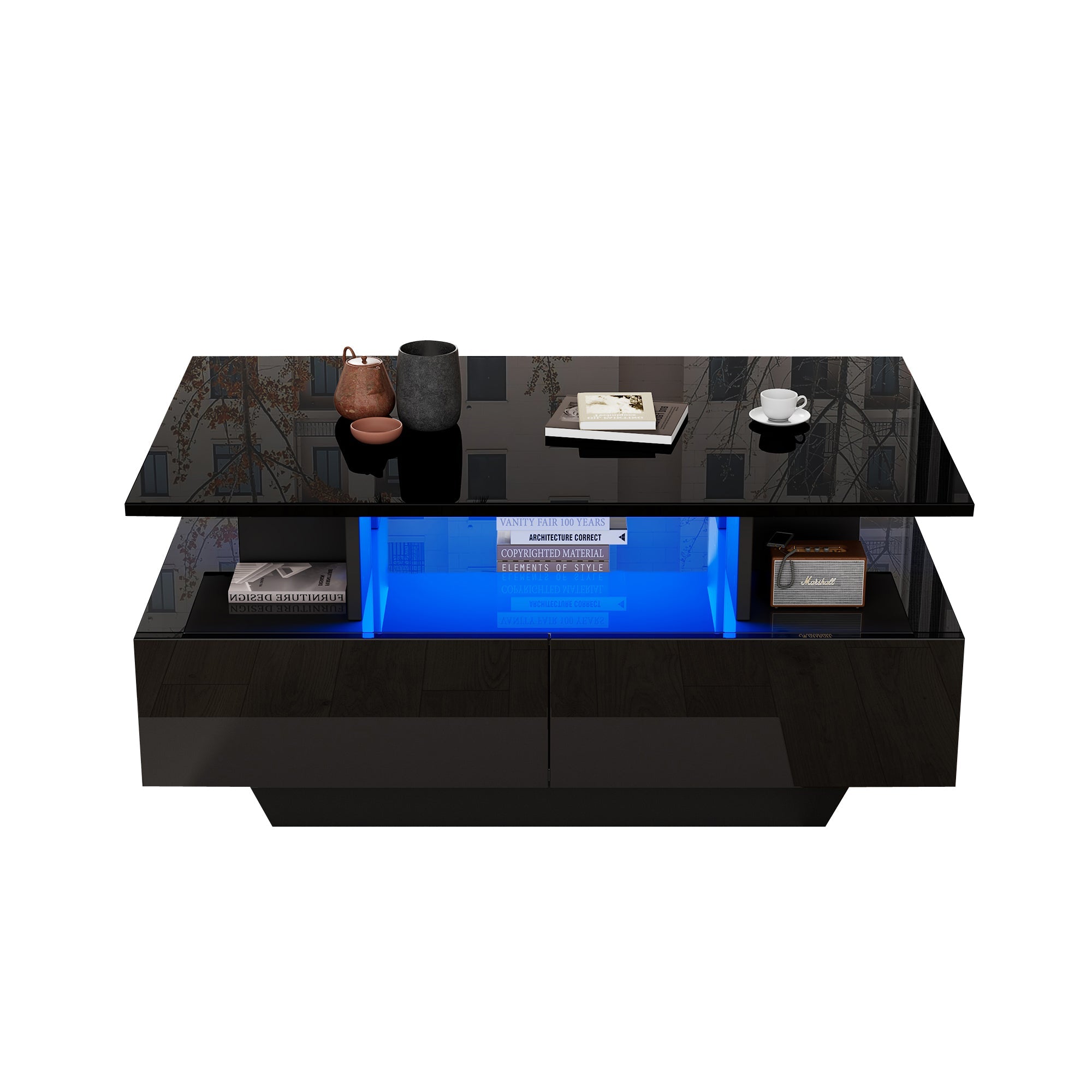 Logidon LED-verlichting salontafel met 2 lades 90x55x41 cm