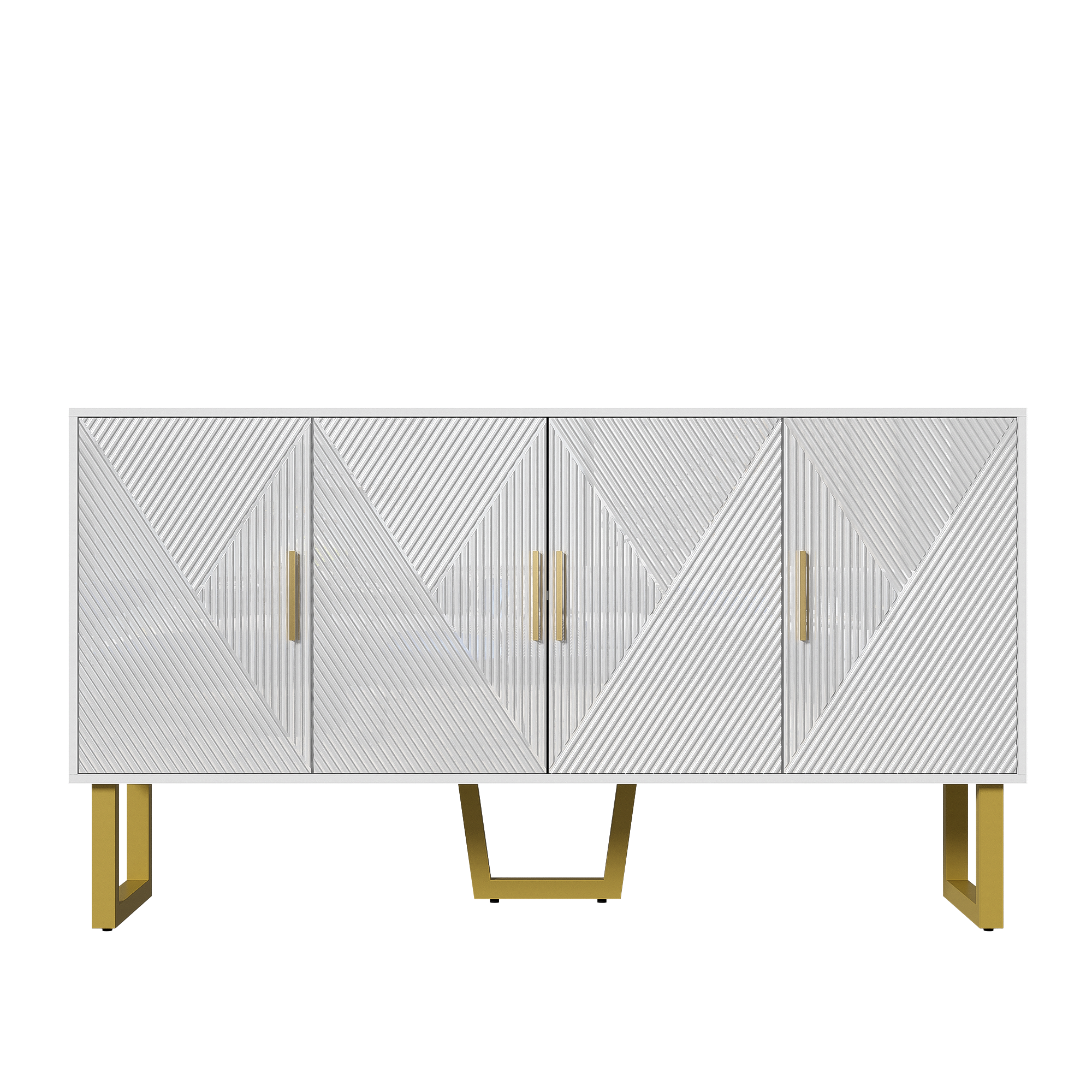 Logidon dressoir 4 deuren 150 cm wit hoogglans gouden handgrepen