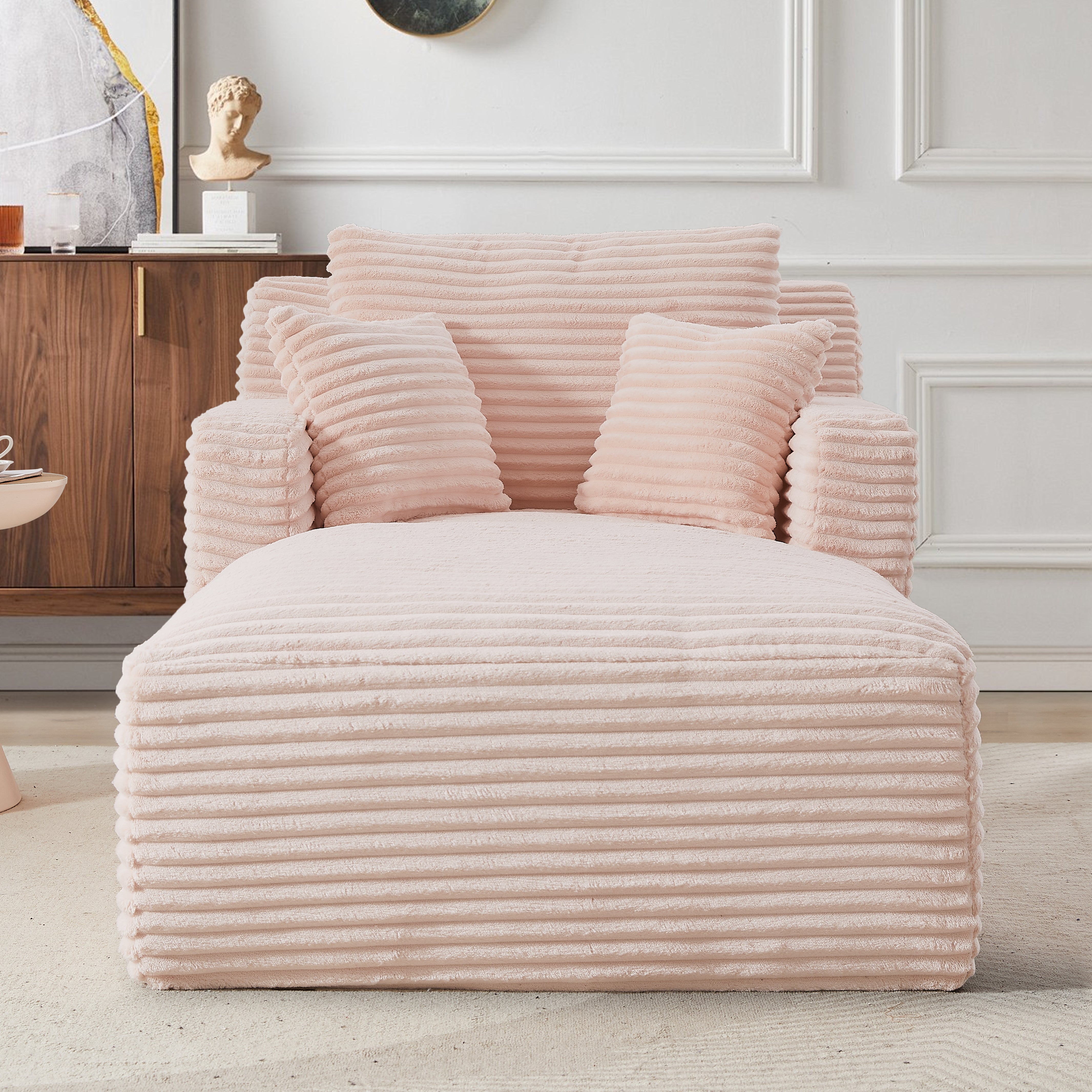 Logidon chaise longue bank roze fluwelen koord slaapbank zonder montage