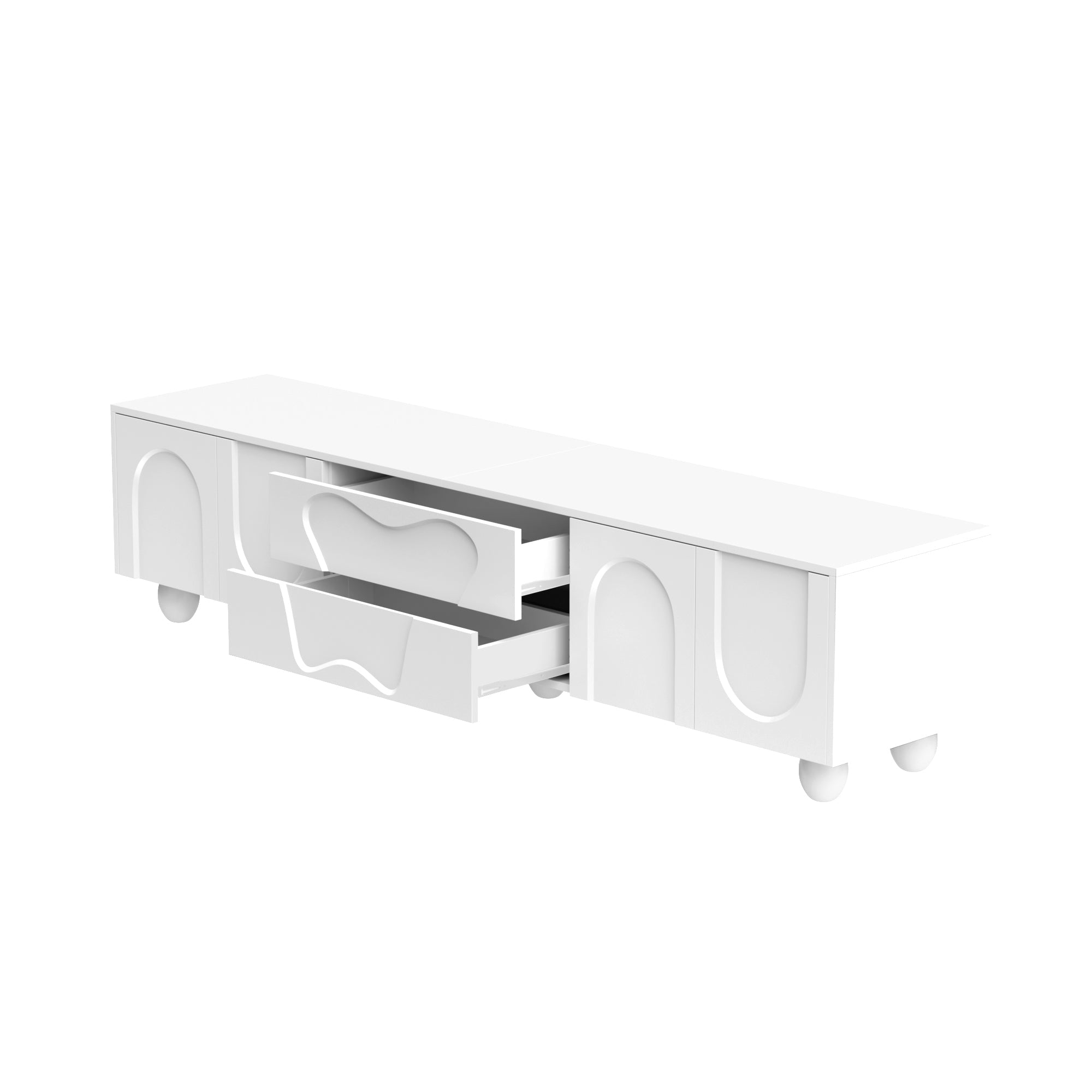 Logidon TV-meubel 180 cm wit met massief houten poten Minimalistisch
