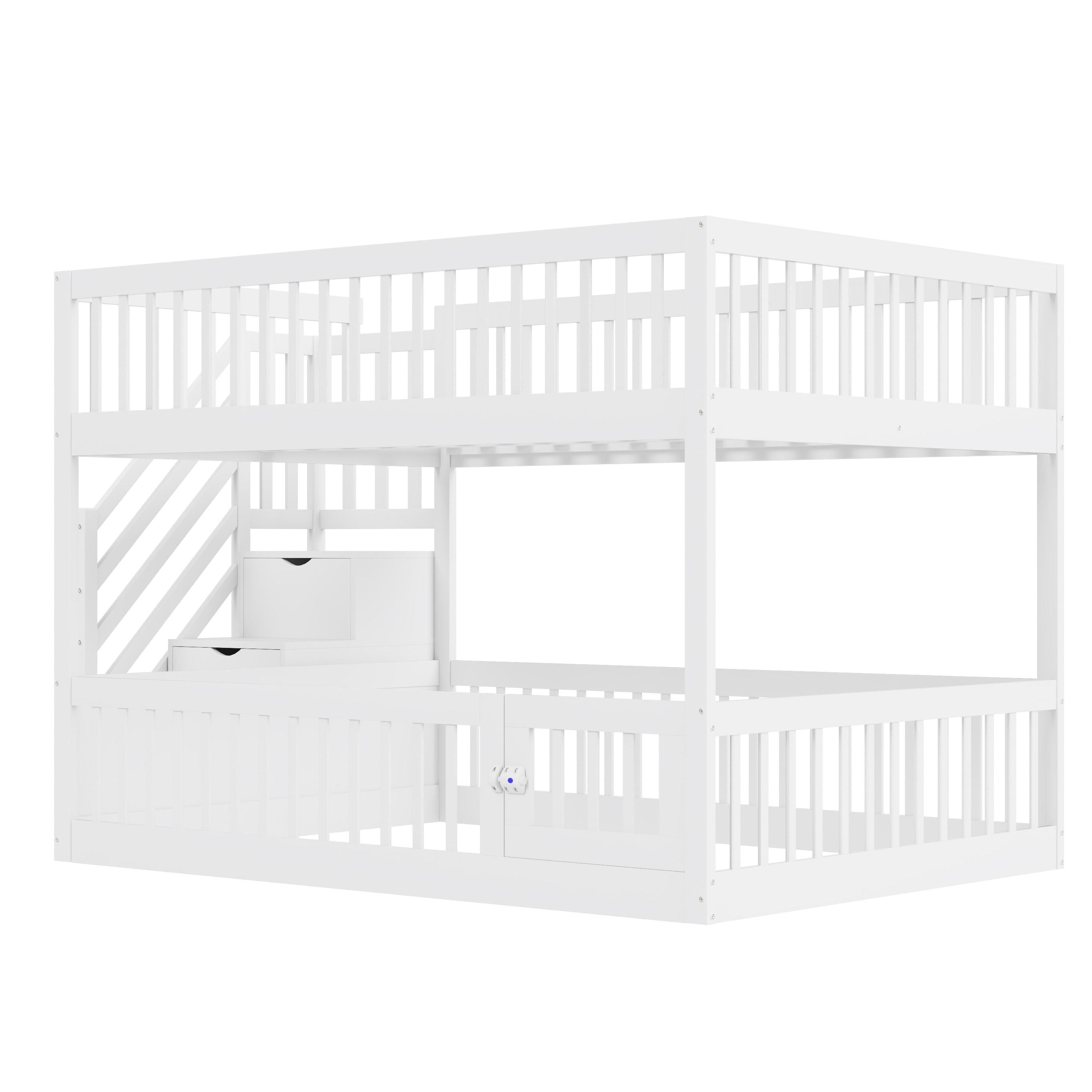 Logidon stapelbed 140x200 met trap en lades wit