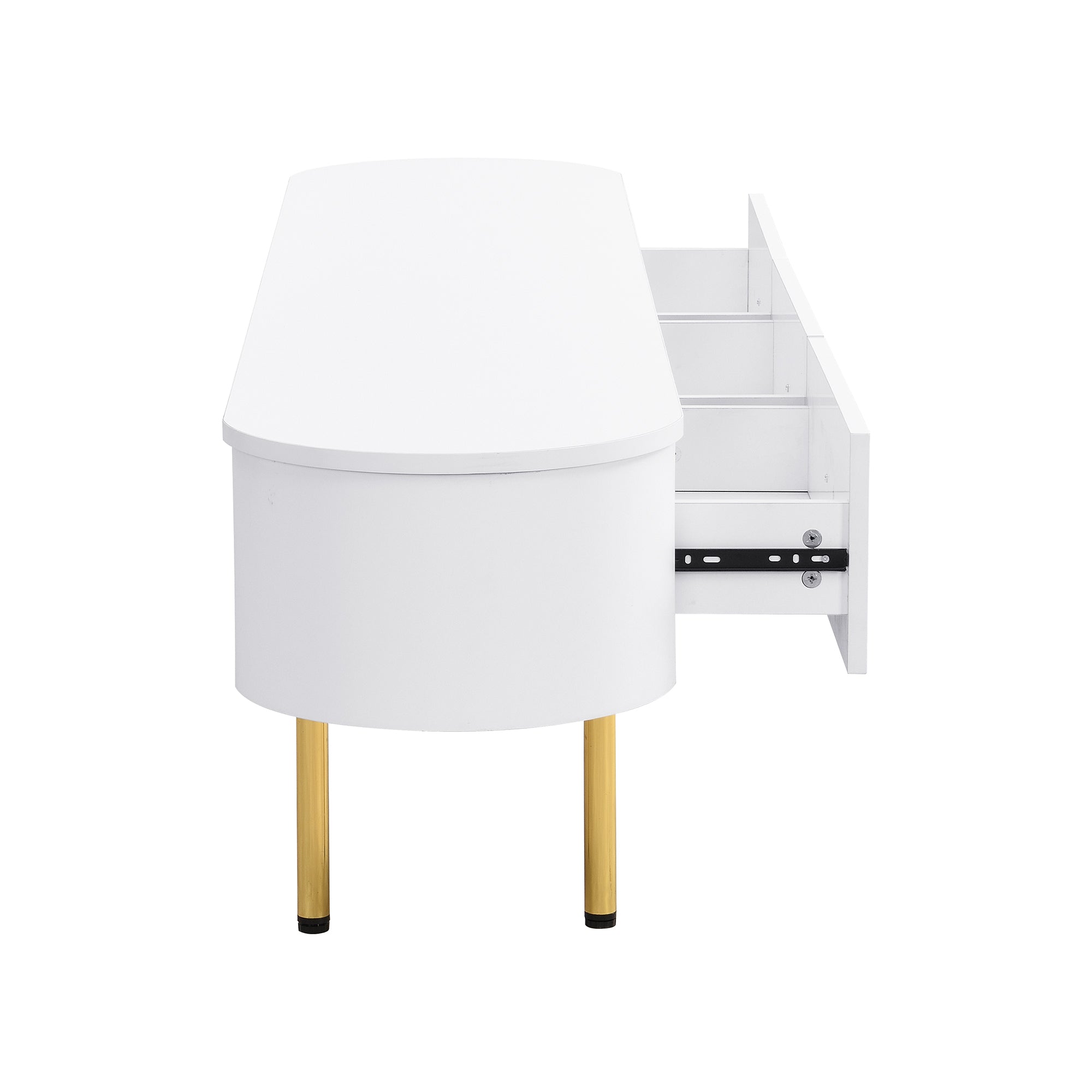 Logidon lowboard TV furniture 174 cm white glossy with golden handles
