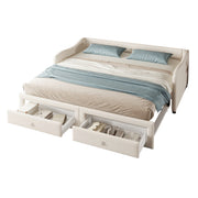 Logidon dagbed 90x200cm beige linnen met uitschuifbaar bed