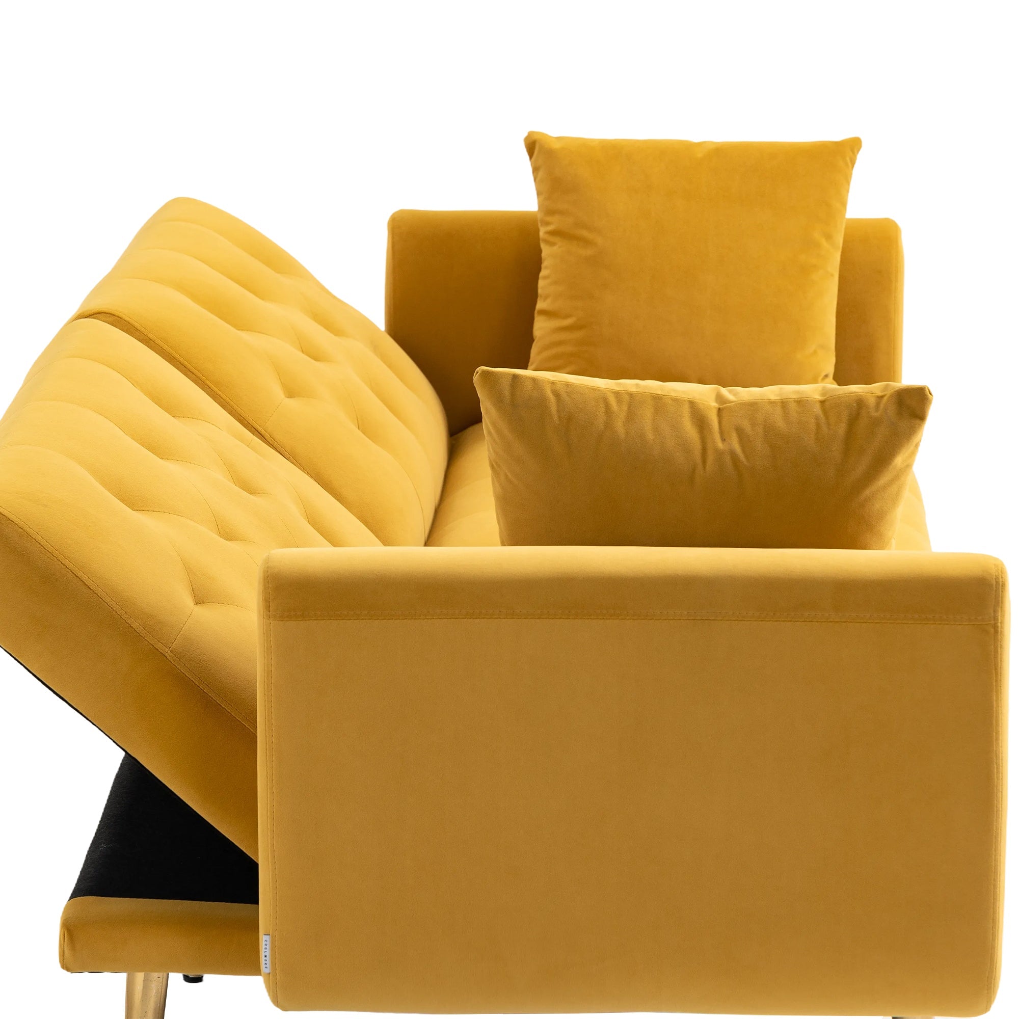 Logidon Luxe 3-zits designbank mosterdgeel fluweel slaapbank 3 posities