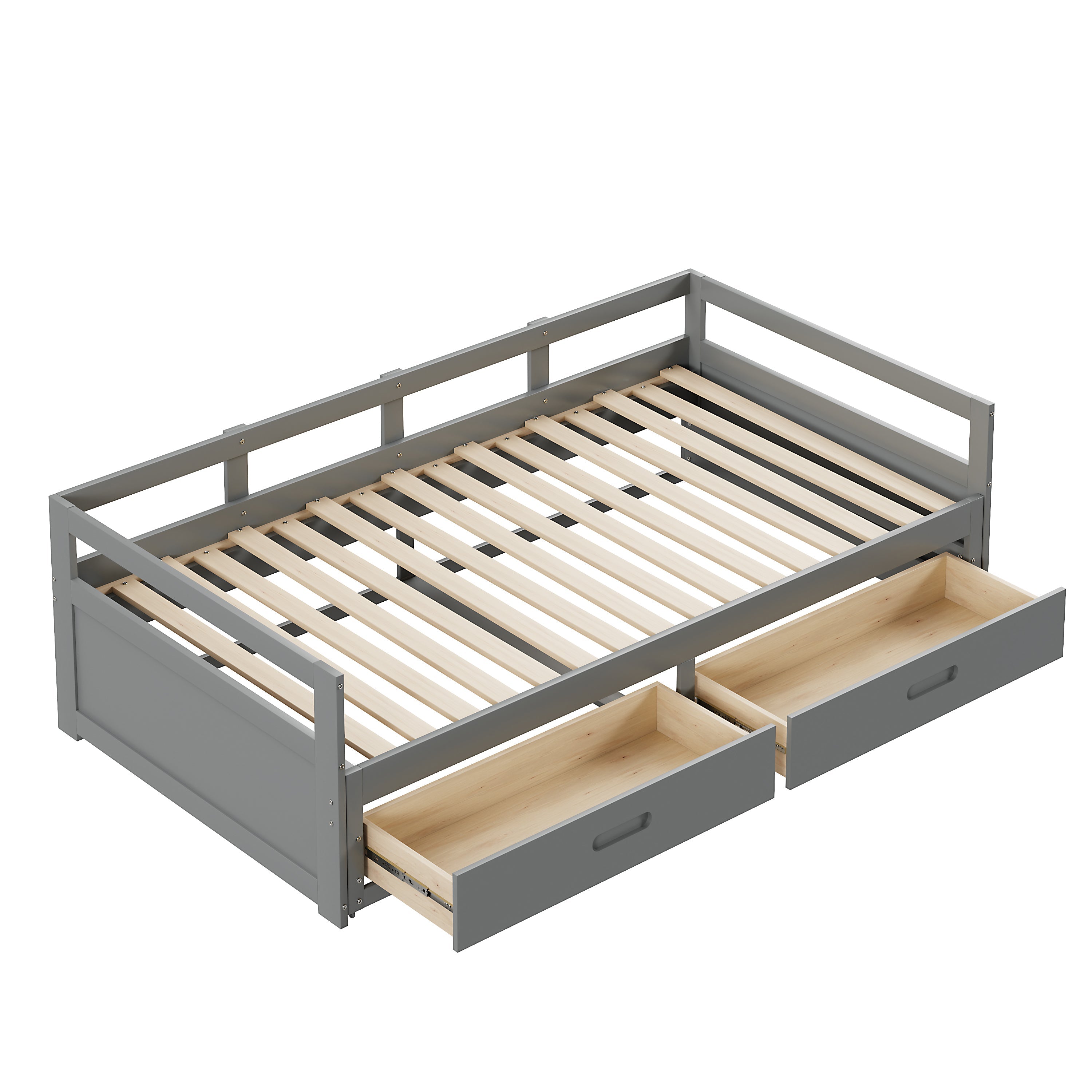 Logidon Extendable Sofa Bed 90/180x200 cm Gray With Drawers