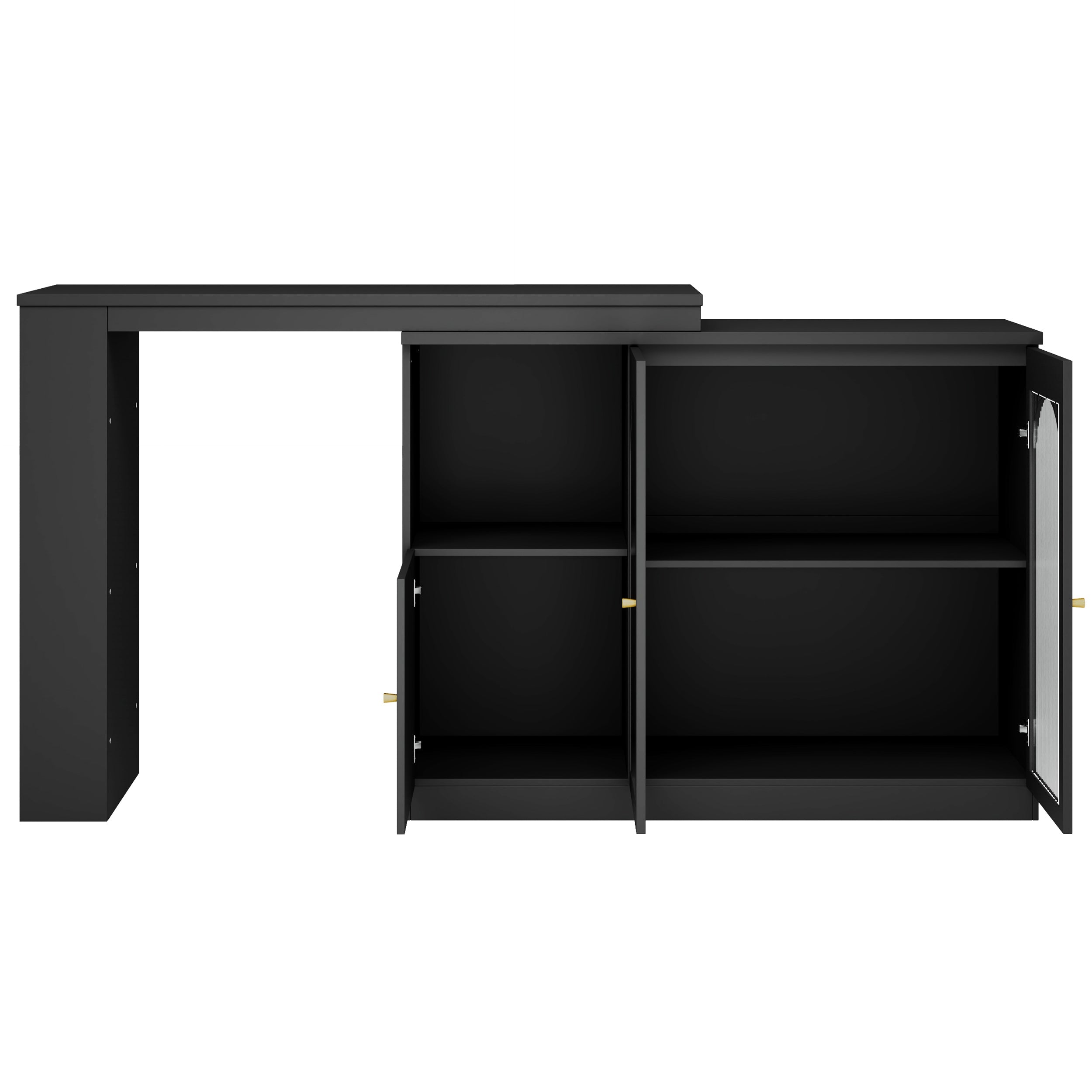 Logidon 360° Rotating Bar Table Black 120x40x97 cm Glass Doors