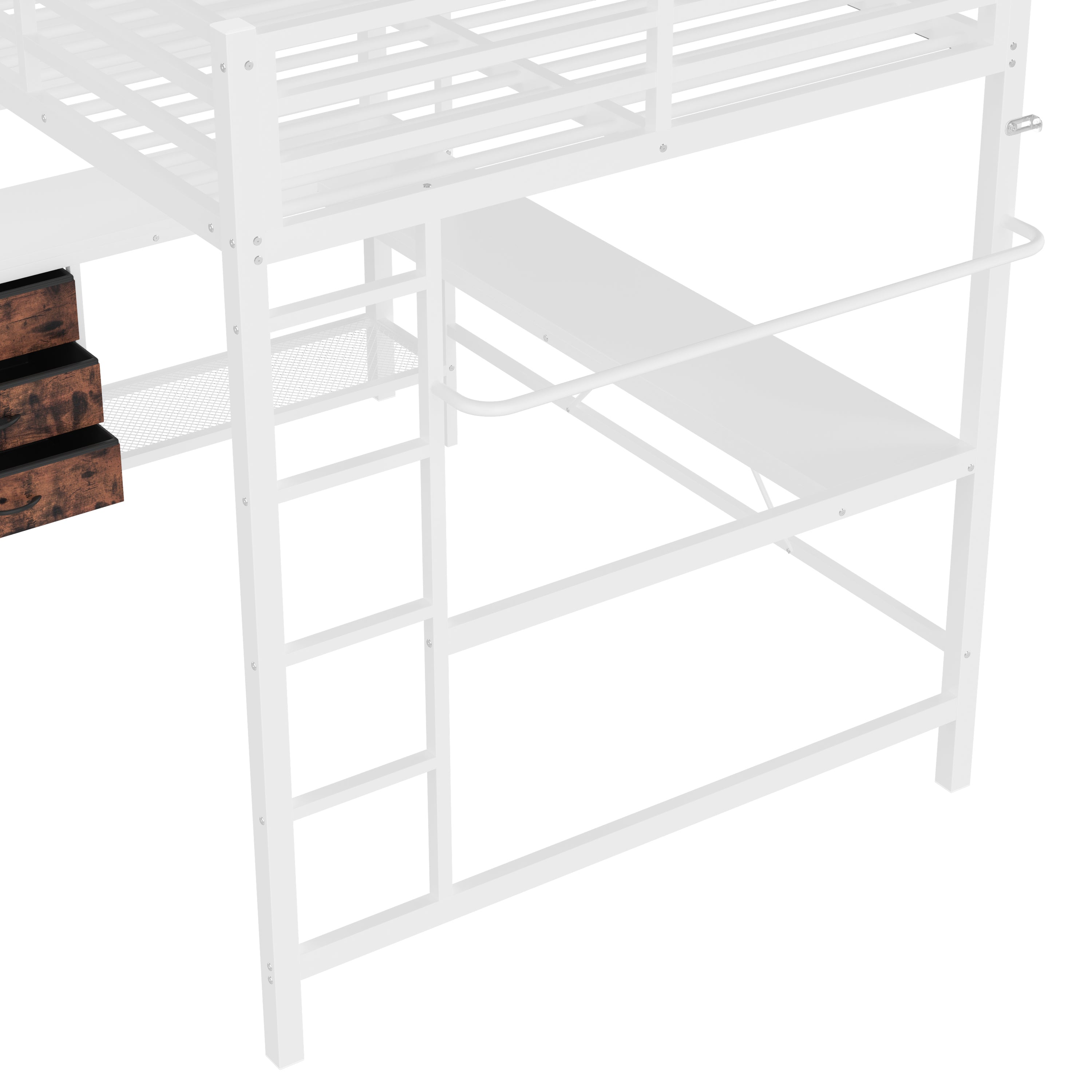 Logidon loft bed 140x200 with LED lighting USB socket 3 drawers