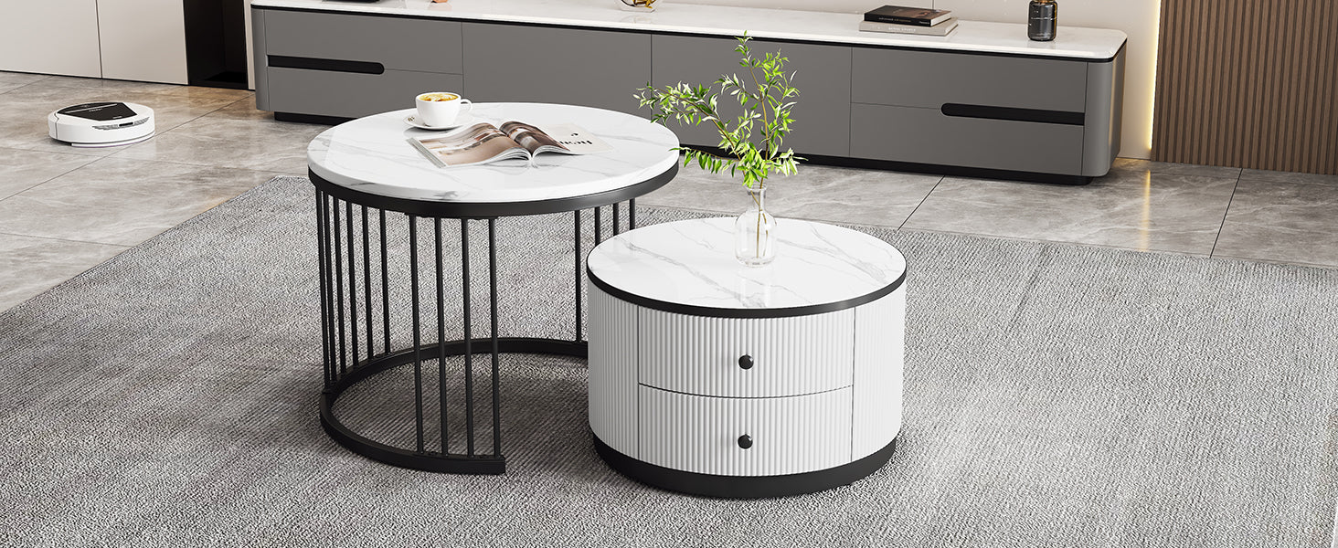 Logidon Elegante salontafelset in nestvorm wit 60x60 en 50x50
