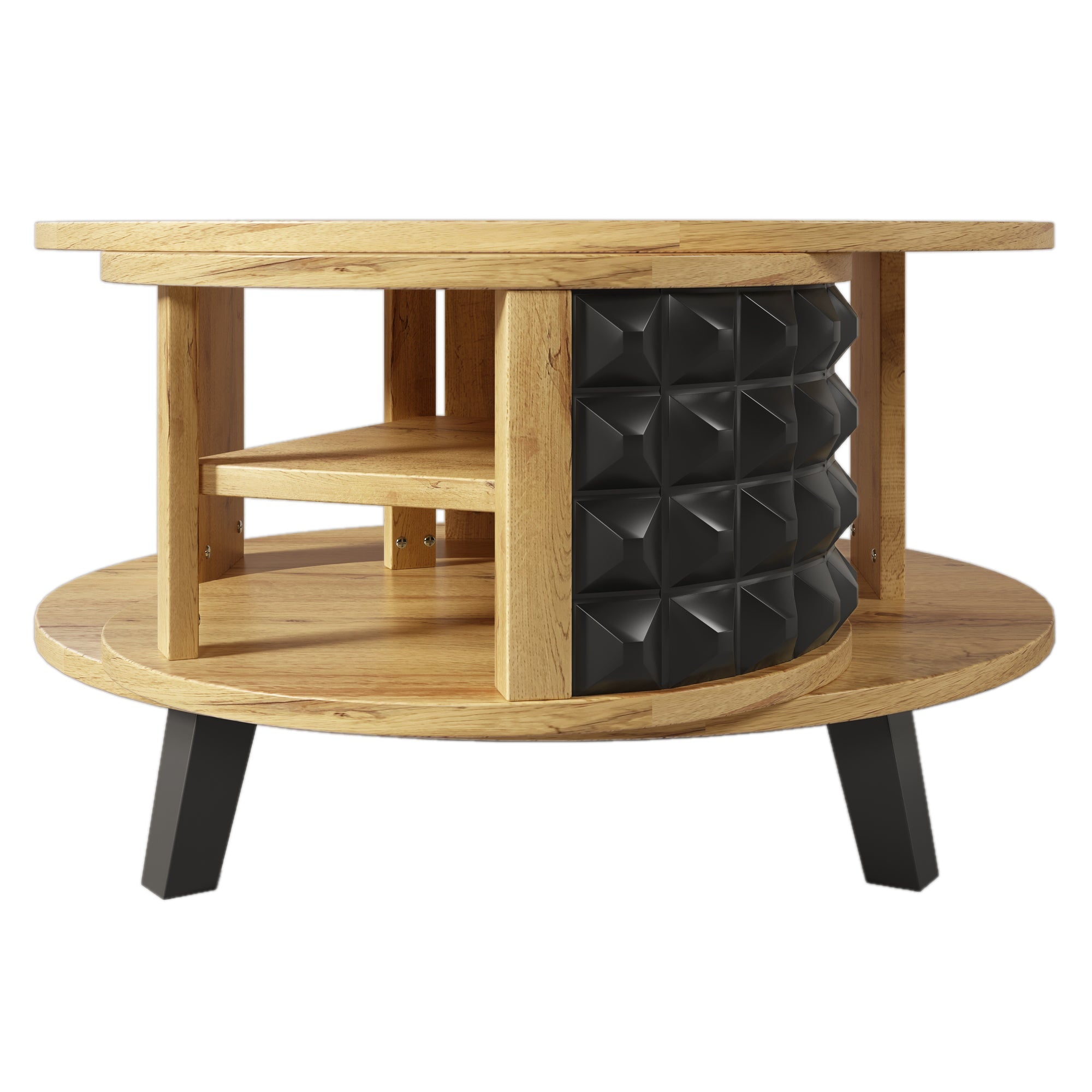 Logidon turntable with hidden shelf natural wood look 85x80x45 cm