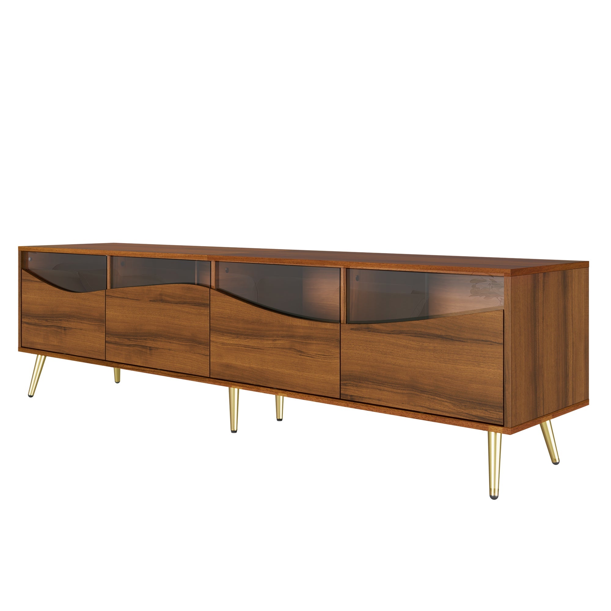 Logidon Modern TV-meubel 180x40x50 cm houtlook glasfront LED