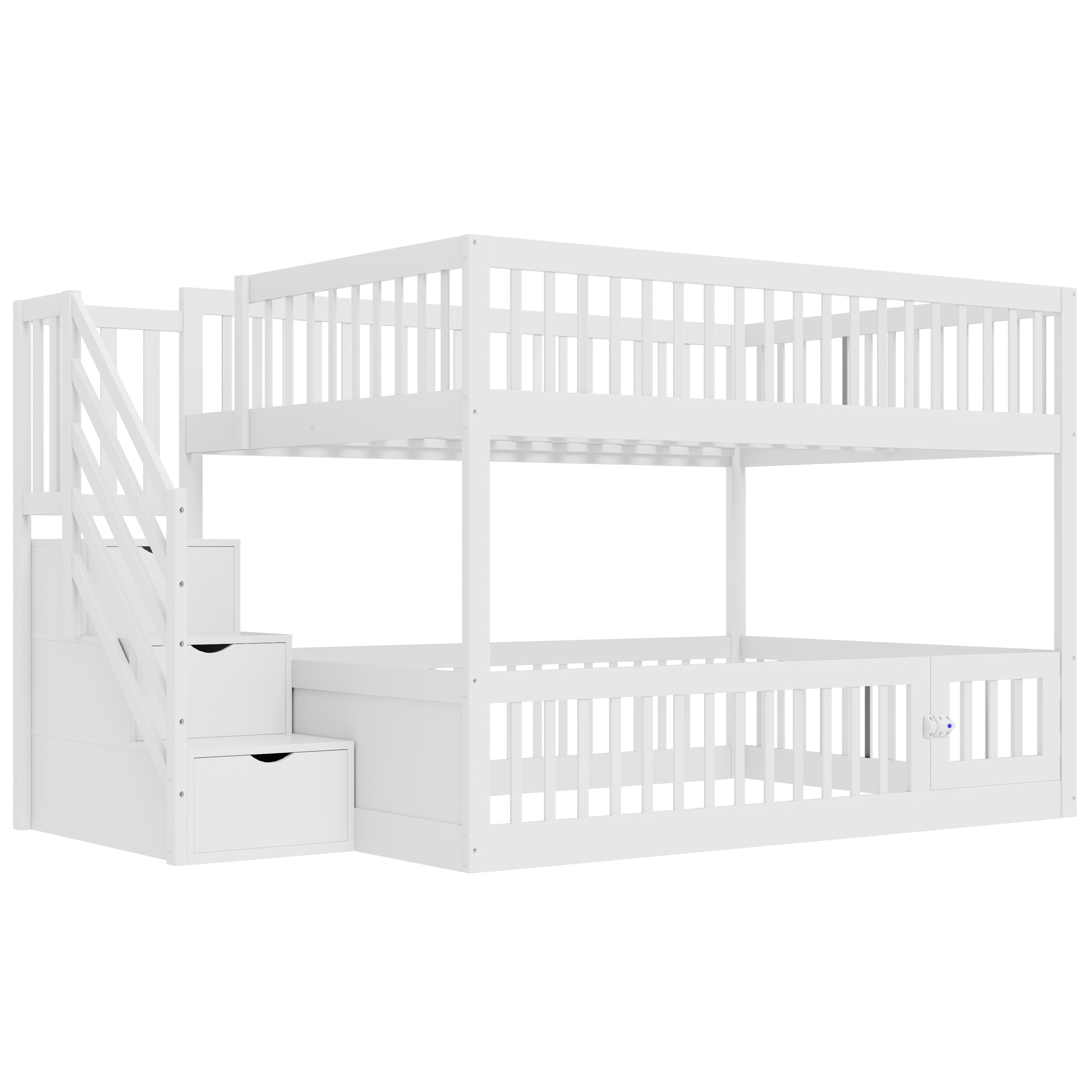 Logidon stapelbed 140x200 met trap en lades wit