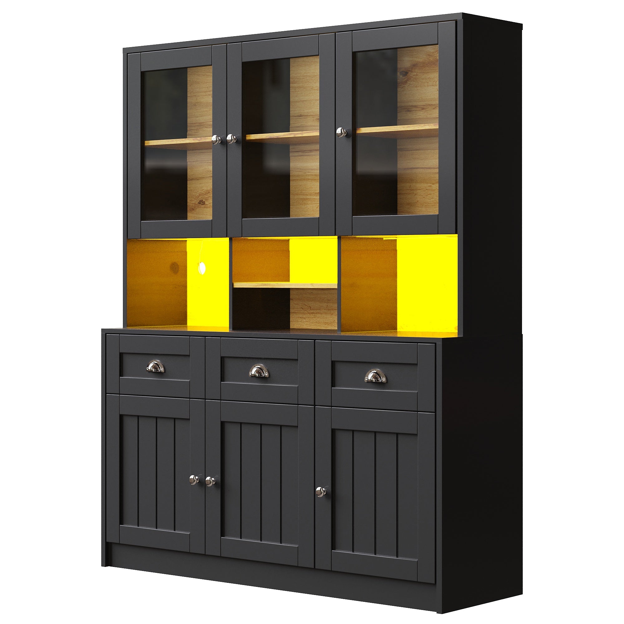 Logidon keukenkast 140x40x175 LED verlichting wit zwart