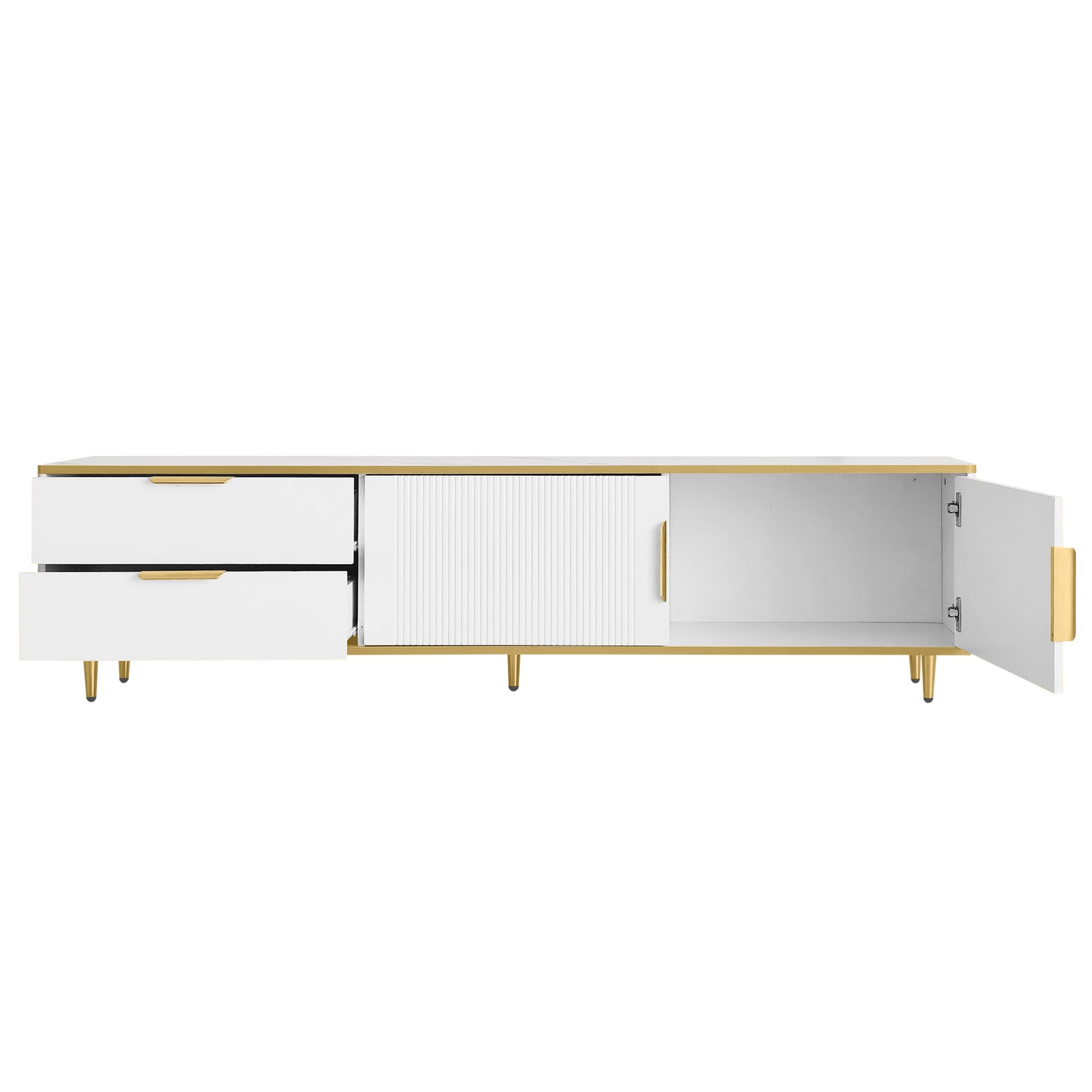 Logidon TV-meubel witgouden accenten 175 cm breed marmerlook