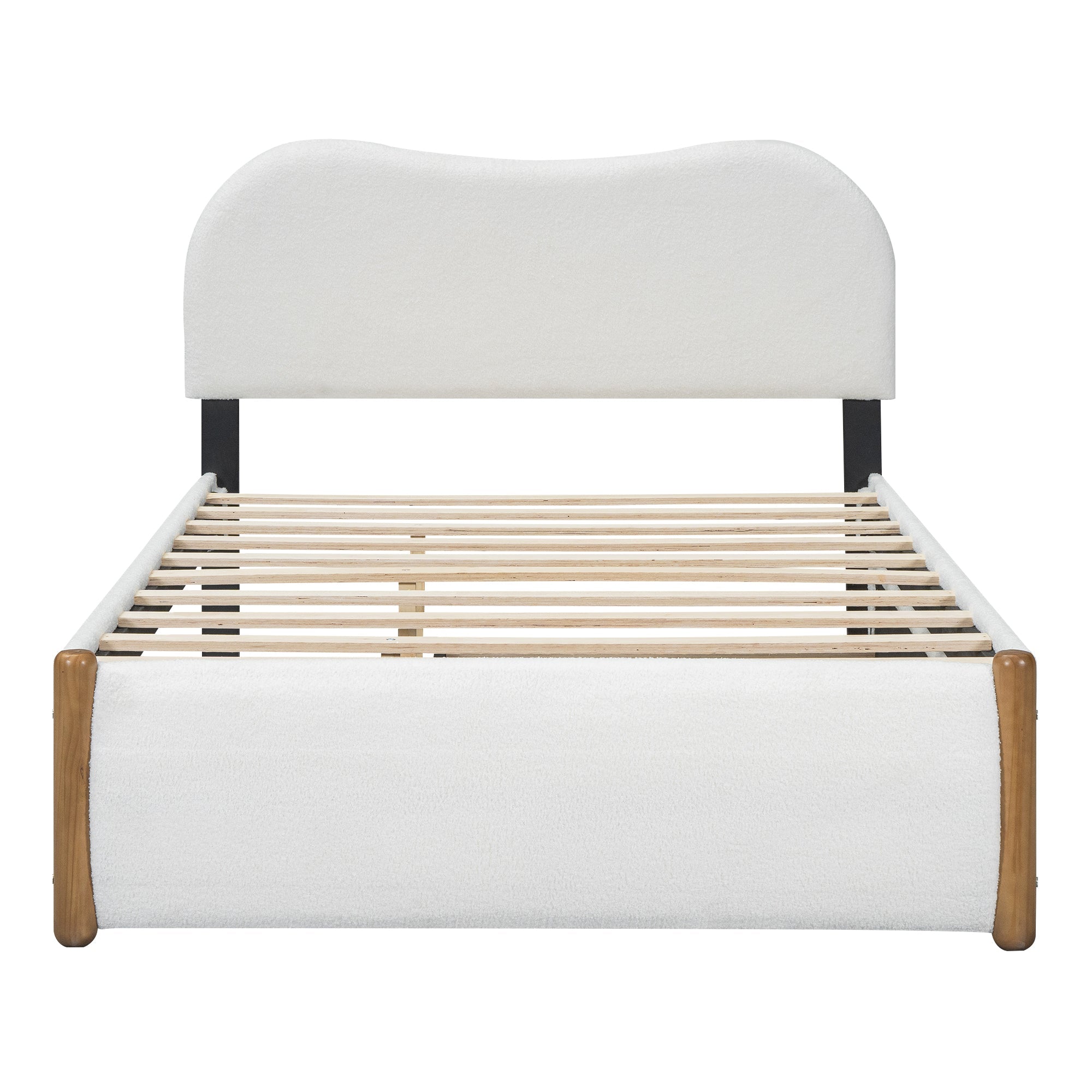 Logidon vlakbed 140x200 gestoffeerd bed uitschuifbaar onderschuifbed wit