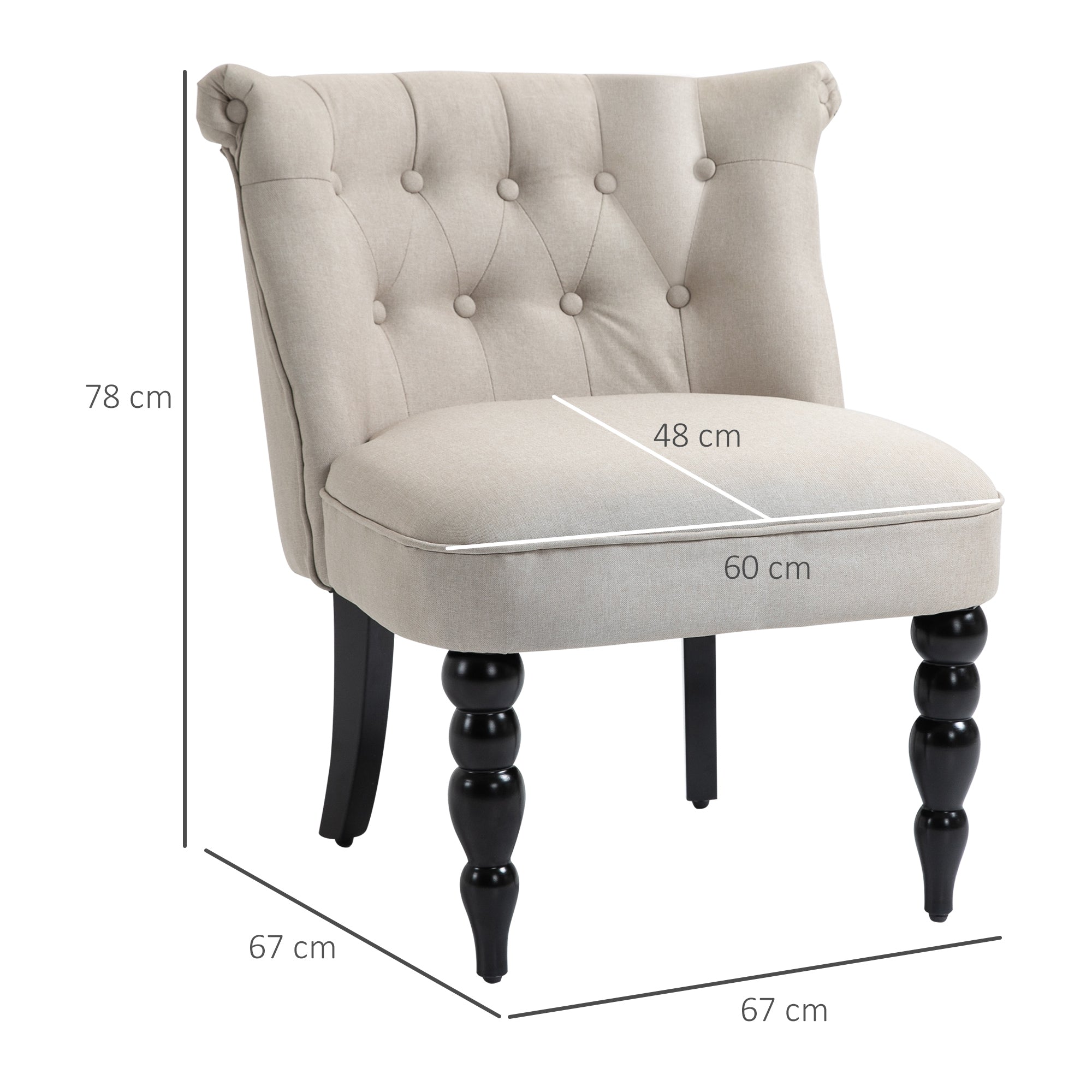 Logidon relaxstoel beige linnen hoes houten frame zwart 67x67x78 cm