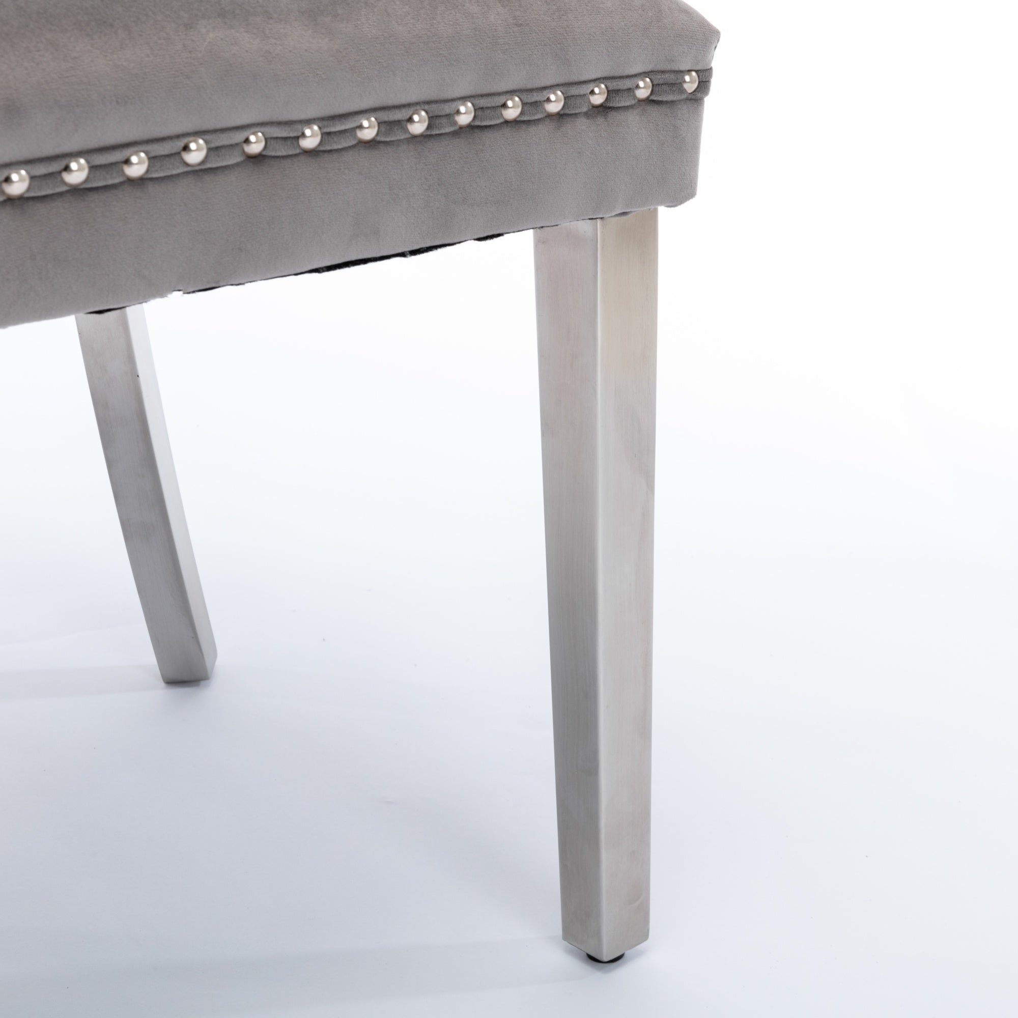 Logidon Nikki Collection Dining Table Chair Set of 2 Gray Luxury Velvet Cover