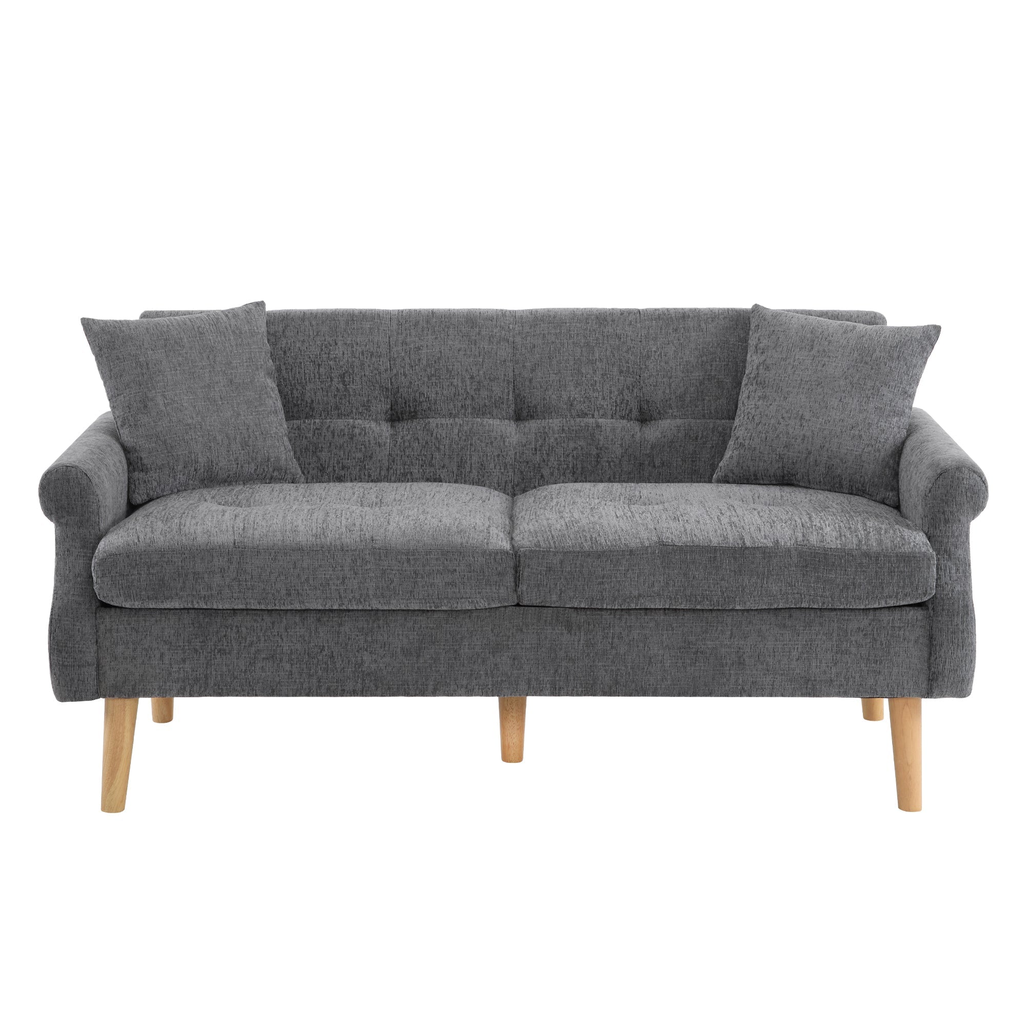 Logidon Modern Design Bank Grijze Chenille Stof 2 Zits 162 cm