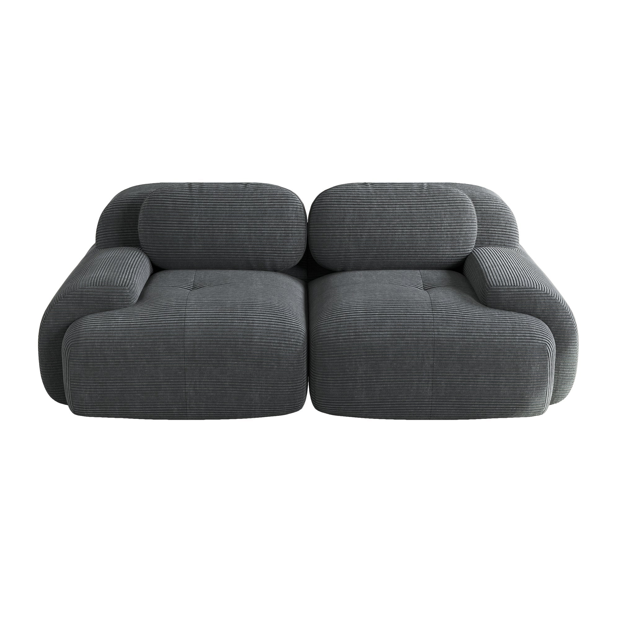 Logidon 208 centimeter loveseat bank grijs corduroy modulair ontwerp
