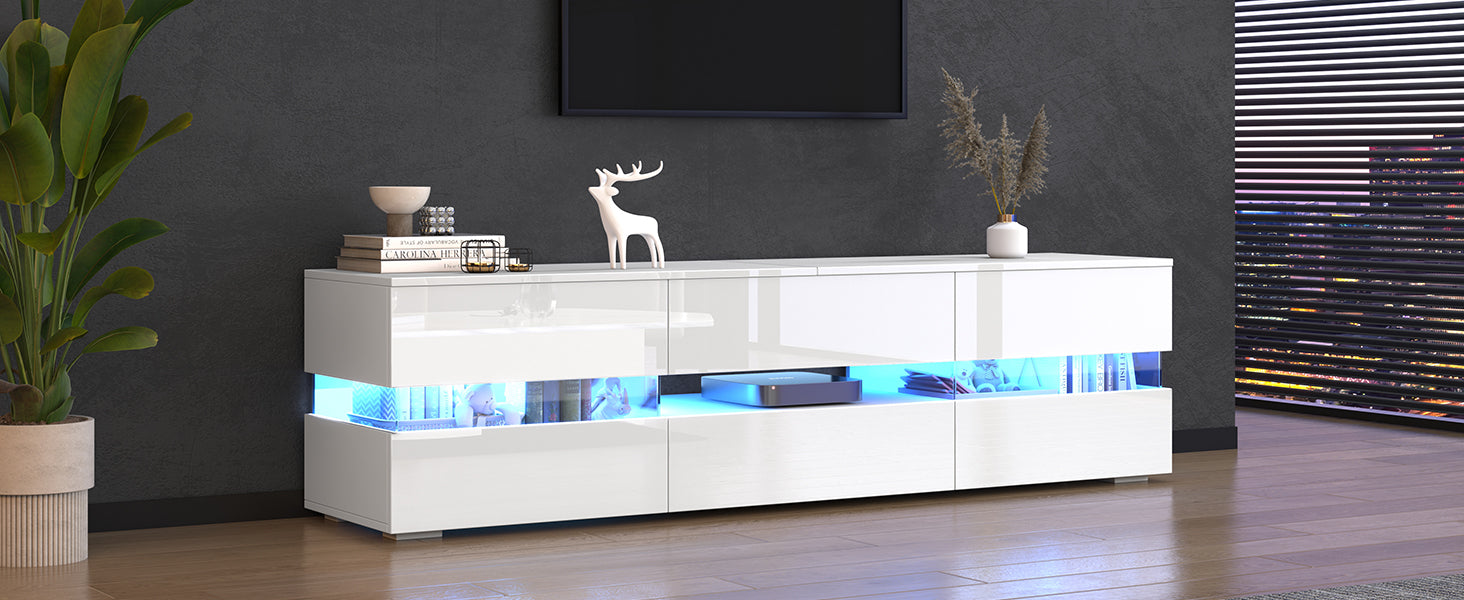 Logidon Wit hoogglans TV-meubel LED-verlichting 160x39x45 cm