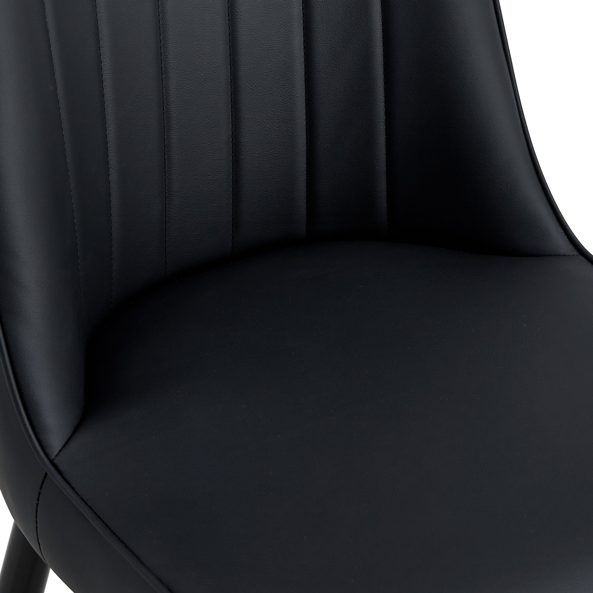 Logidon set van twee zwarte eetkamerstoelen met PU lederen rugkussens