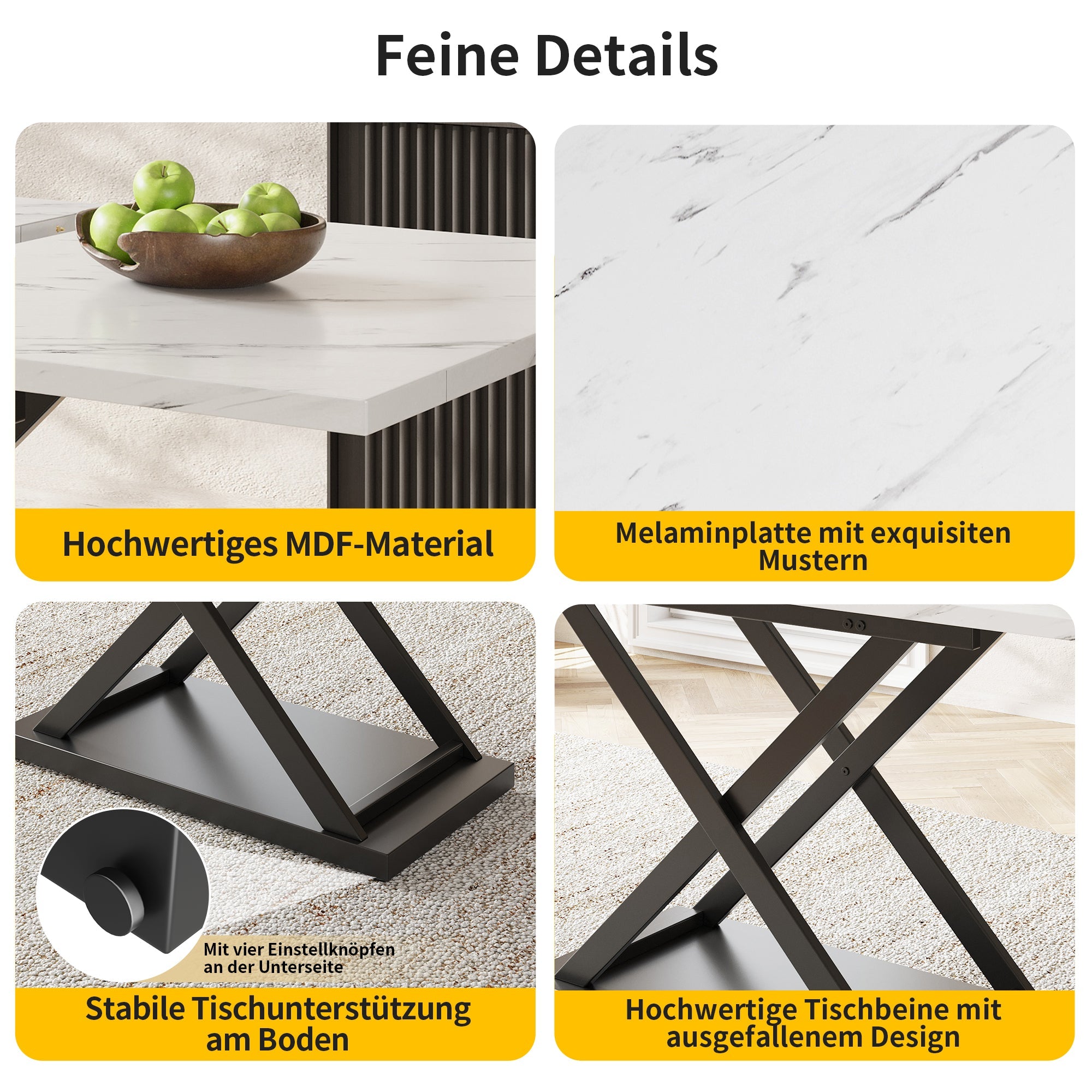 Logidon uitschuifbare eettafel 120-160 x 80 cm wit marmerlook