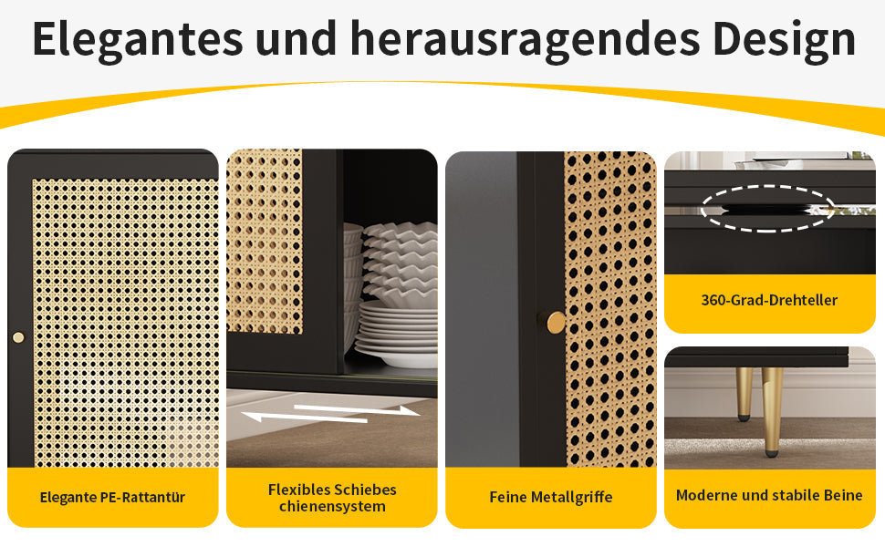 Logidon 360 graden draaibare bartafel met rotan deuropbergruimte zwart