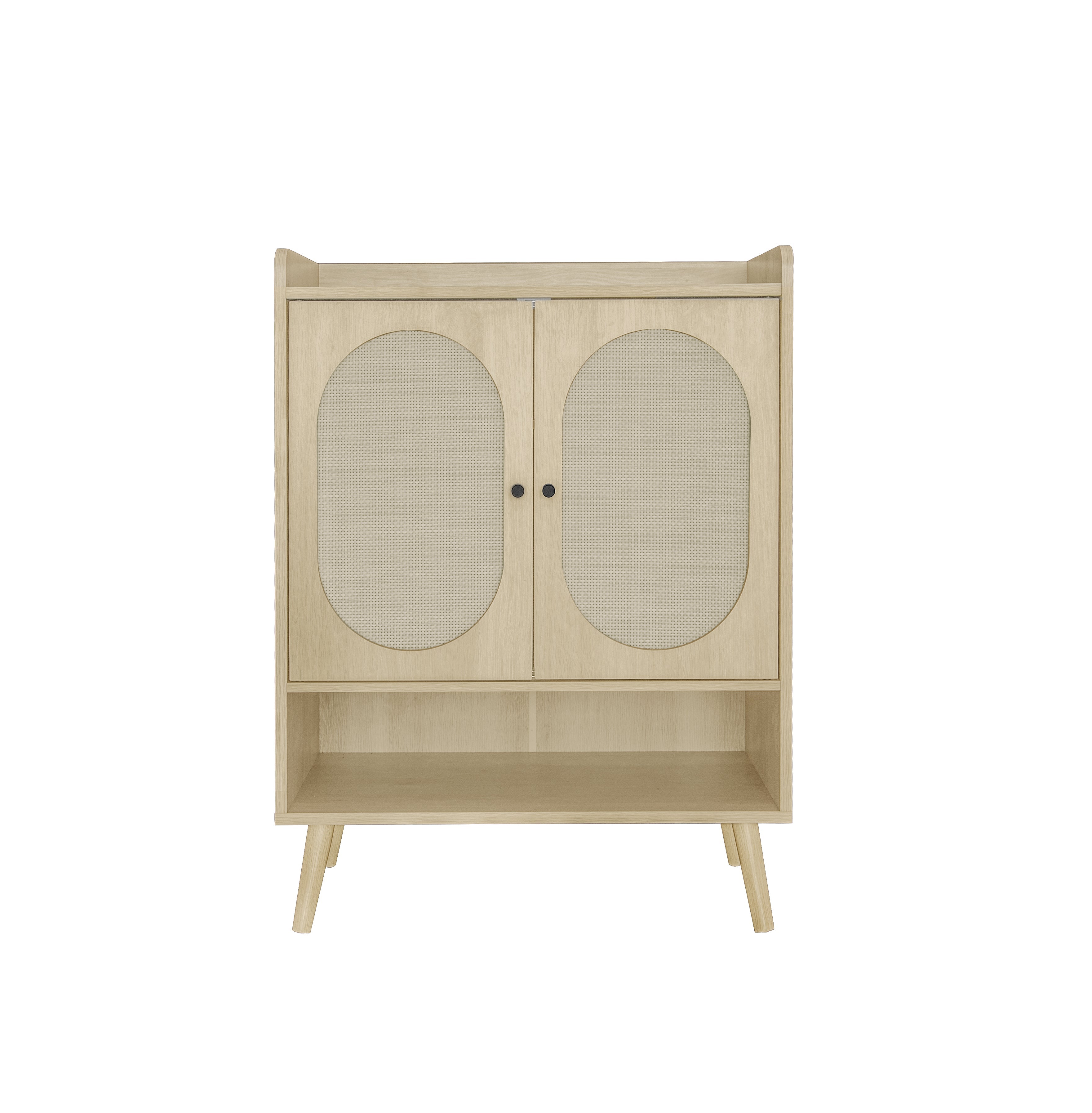 Logidon schoenenkast naturel houtlook met dubbele deuren Rotan design