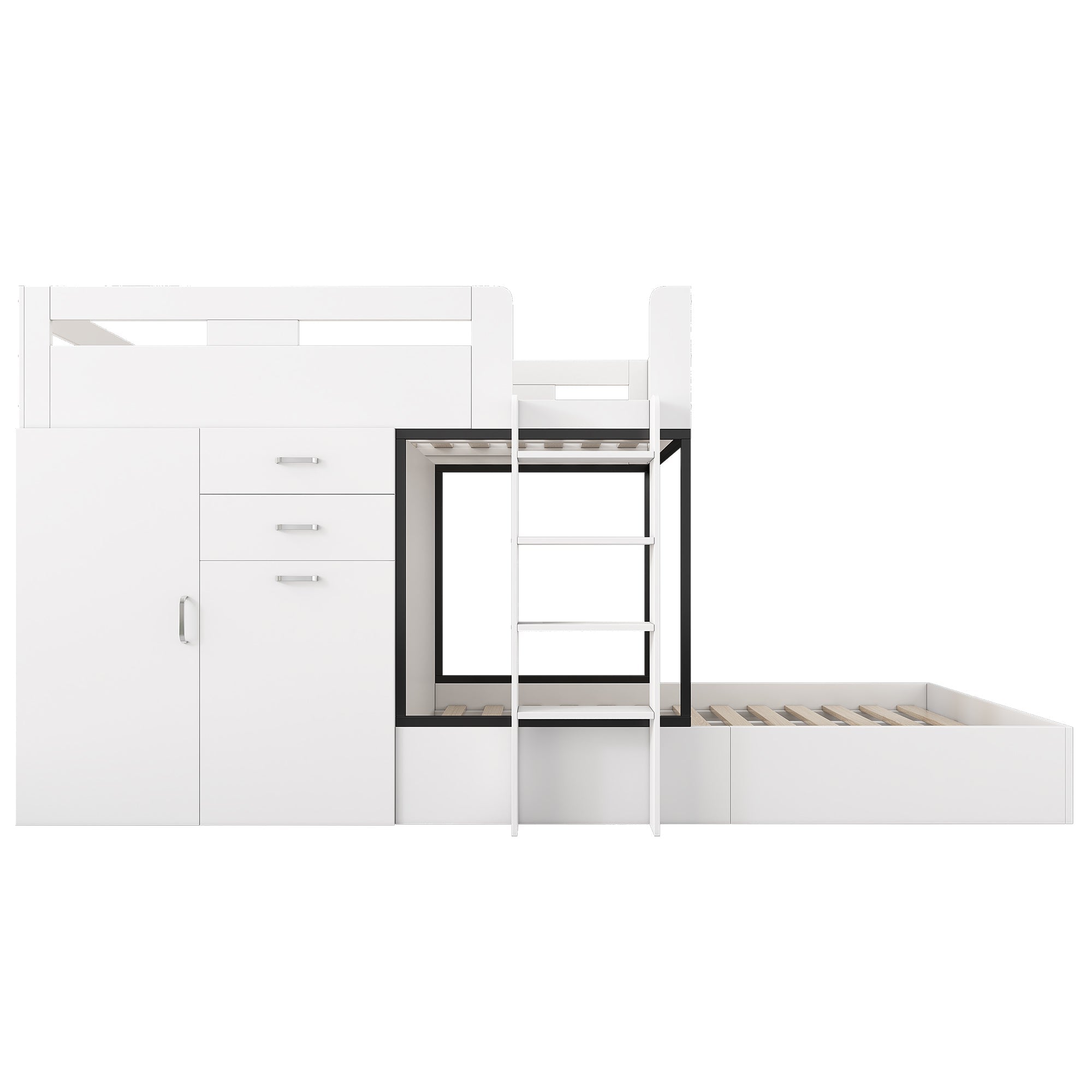 Logidon stapelbed met uitschuifbaar bureau en kledingkast wit 90x200