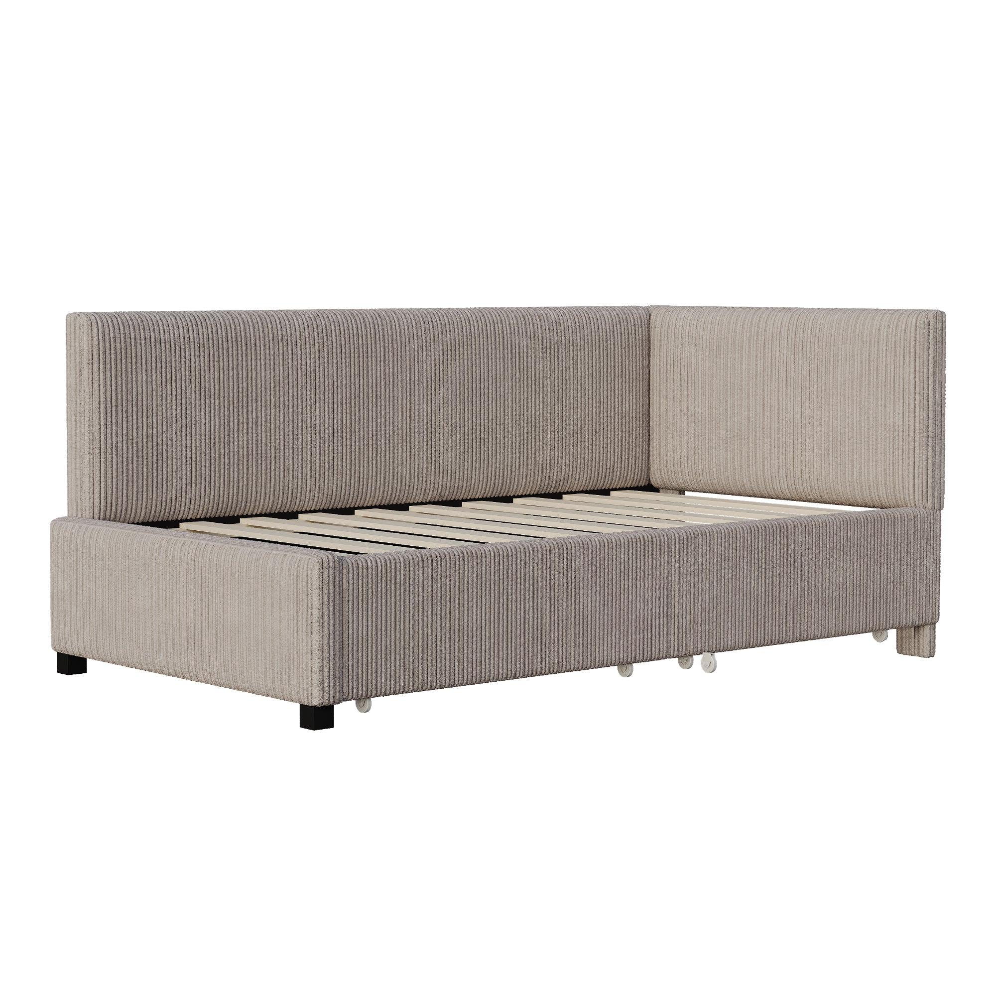 Logidon gestoffeerde slaapbank 90x200 grijs velours met opbergruimte