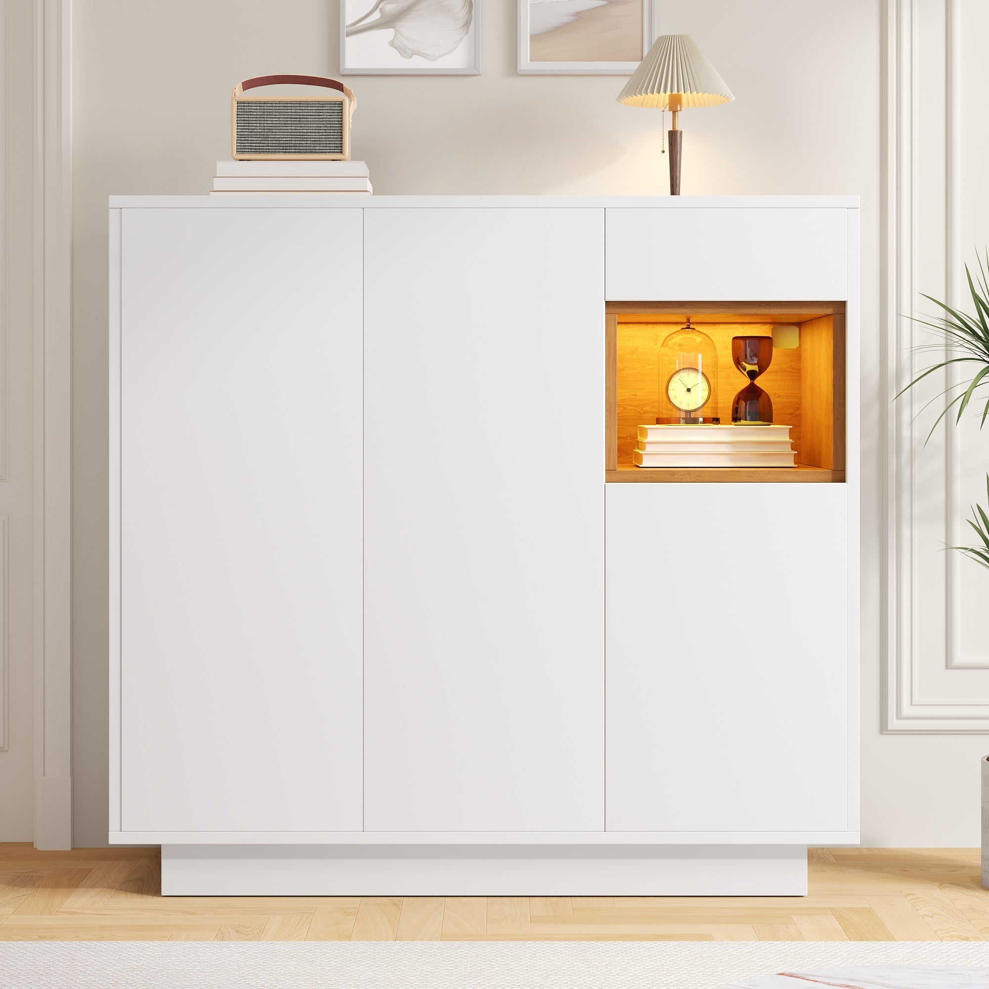 Logidon schoenenkast wit LED verlichting verstelbare planken 105x39,5x100,5 cm