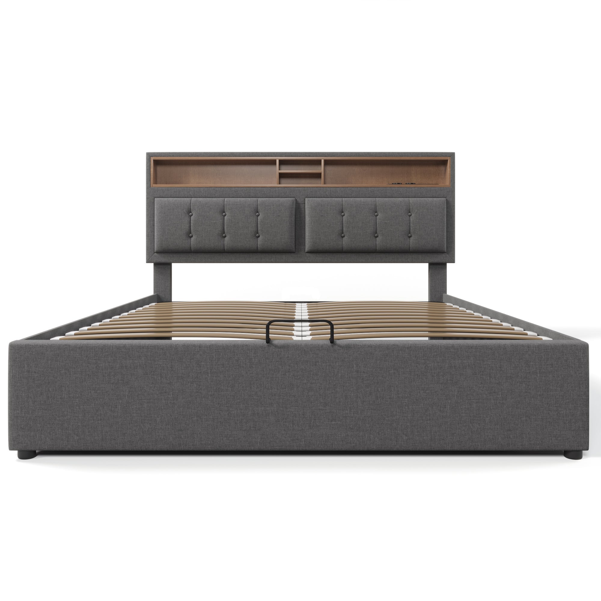 Logidon gestoffeerd bed 140x200 USB C oplaadfunctie grijs