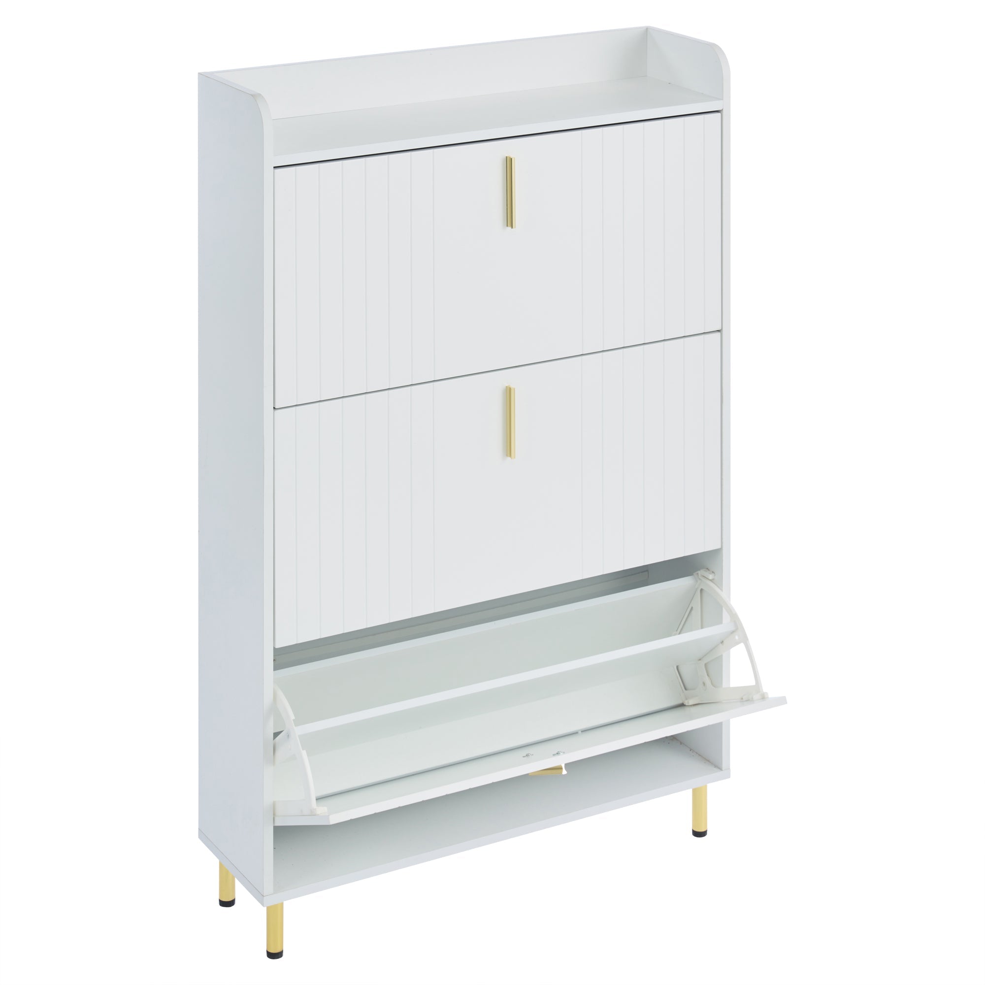 Logidon schoenenkast wit 3 kleppen, 6 vakken, 80x23x123 cm